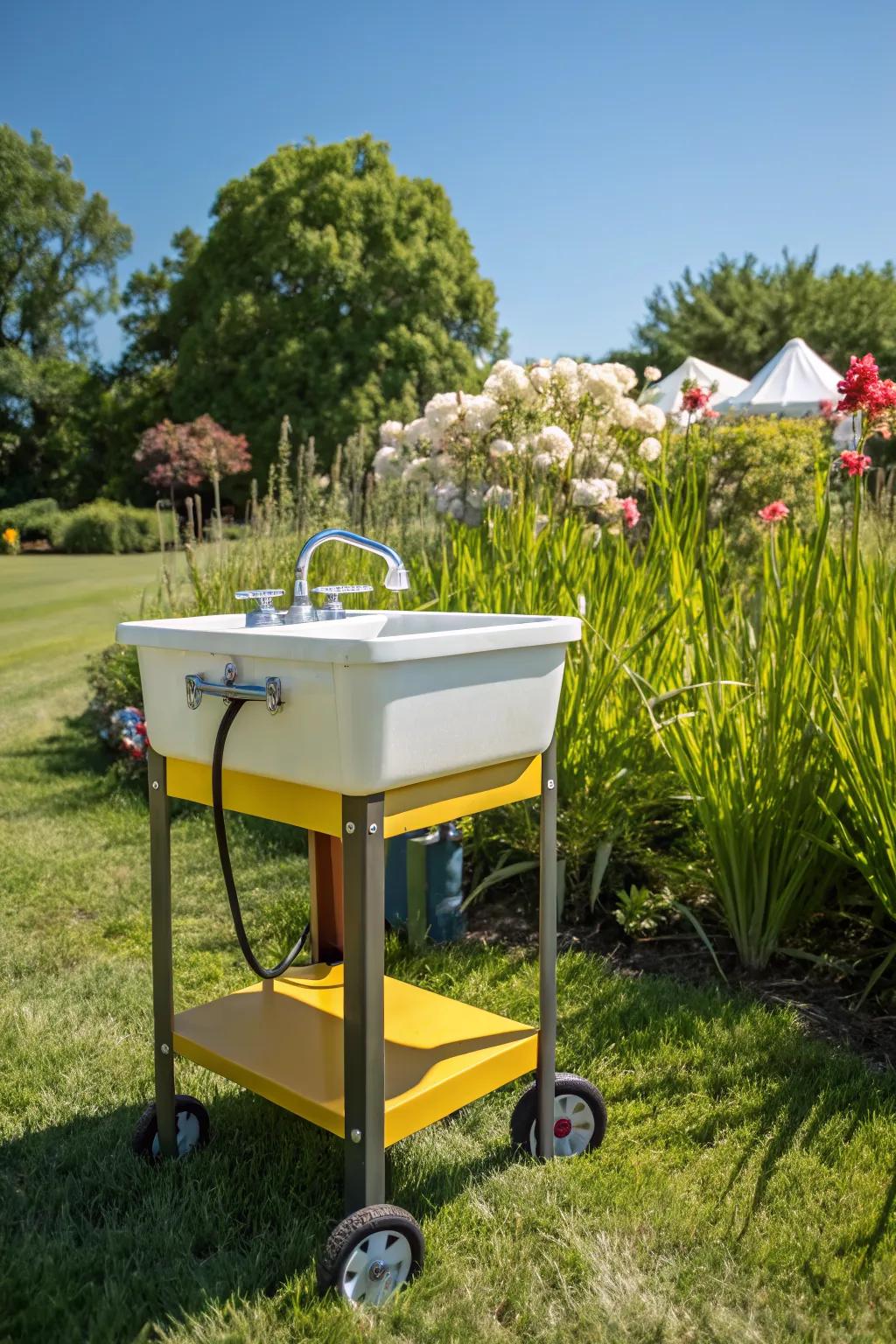 Enjoy flexibility with a portable garden sink solution.
