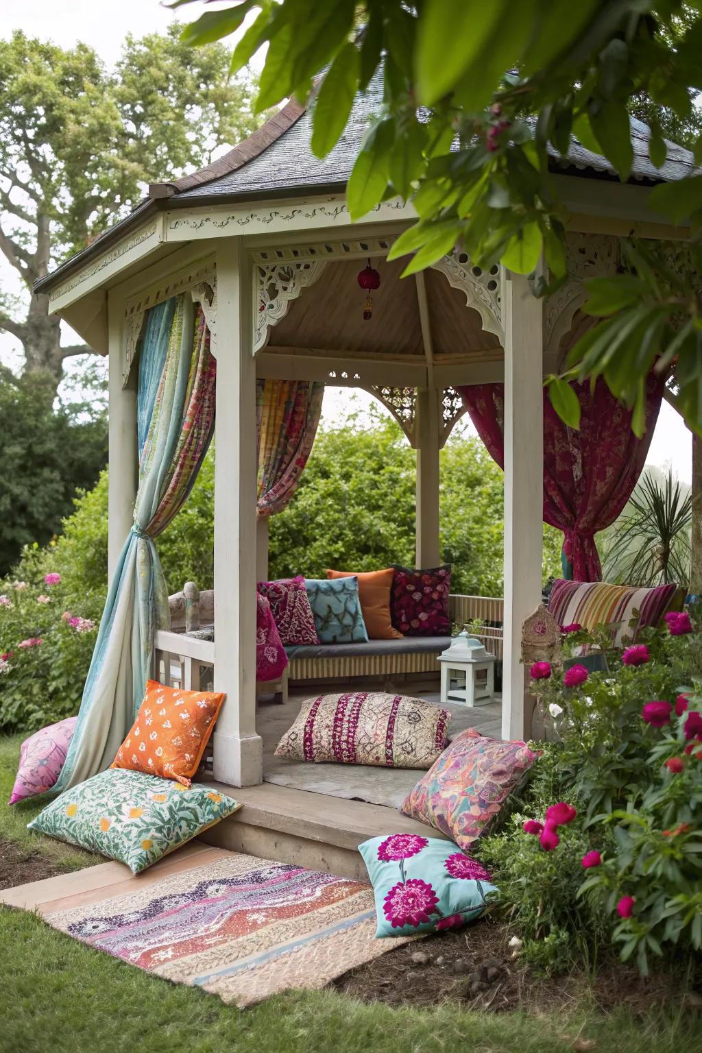 Colorful accents bring life to your gazebo decor.