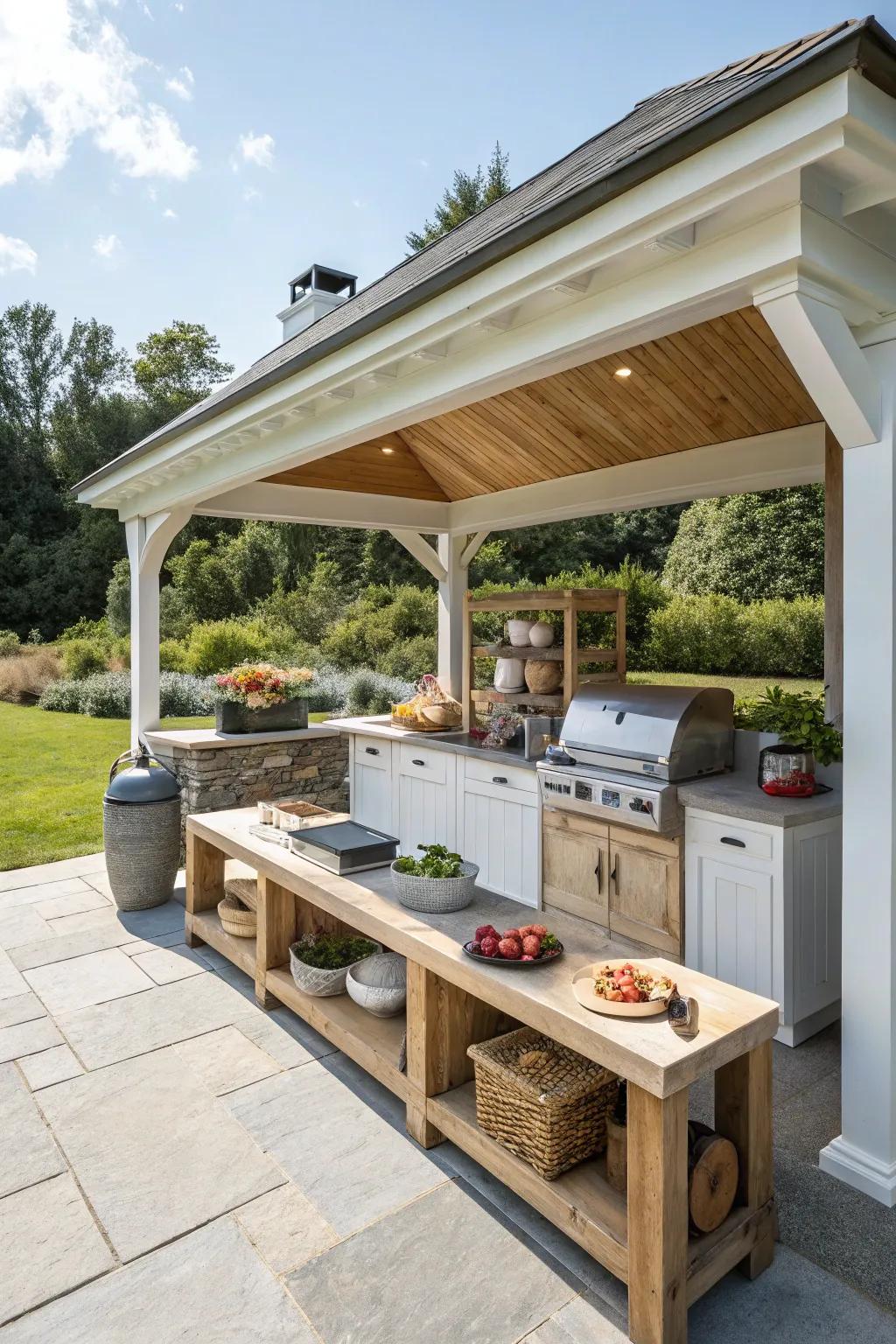 Keep your pavilion neat with smart hidden storage solutions.