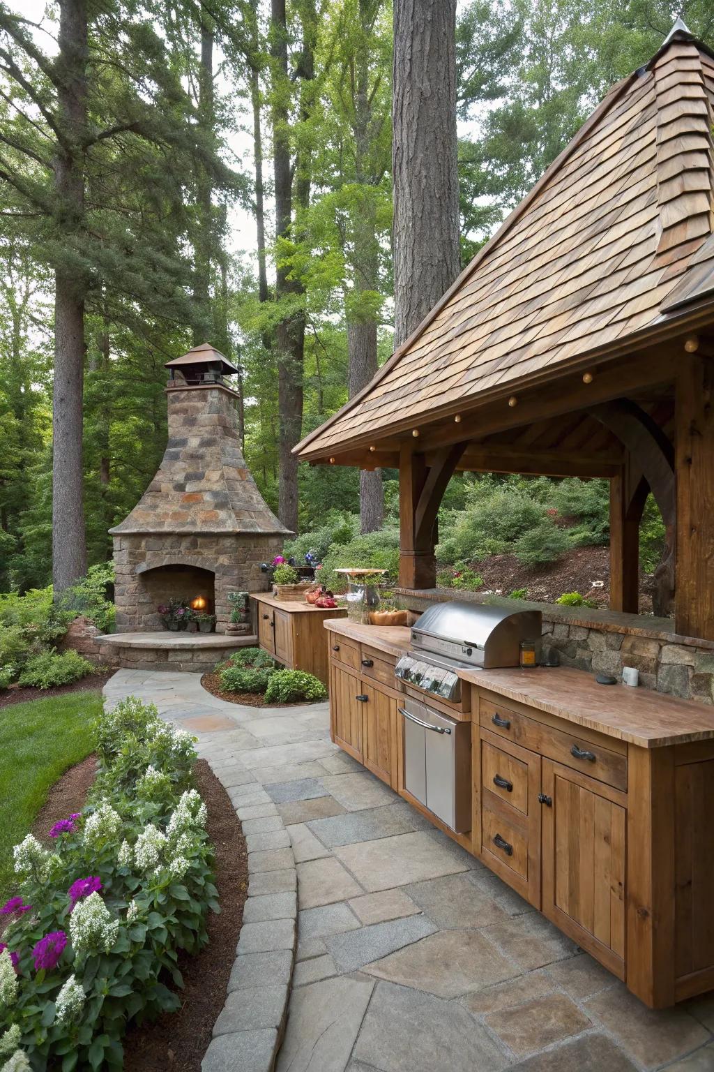 A cedar shake roof offers rustic charm and natural beauty.