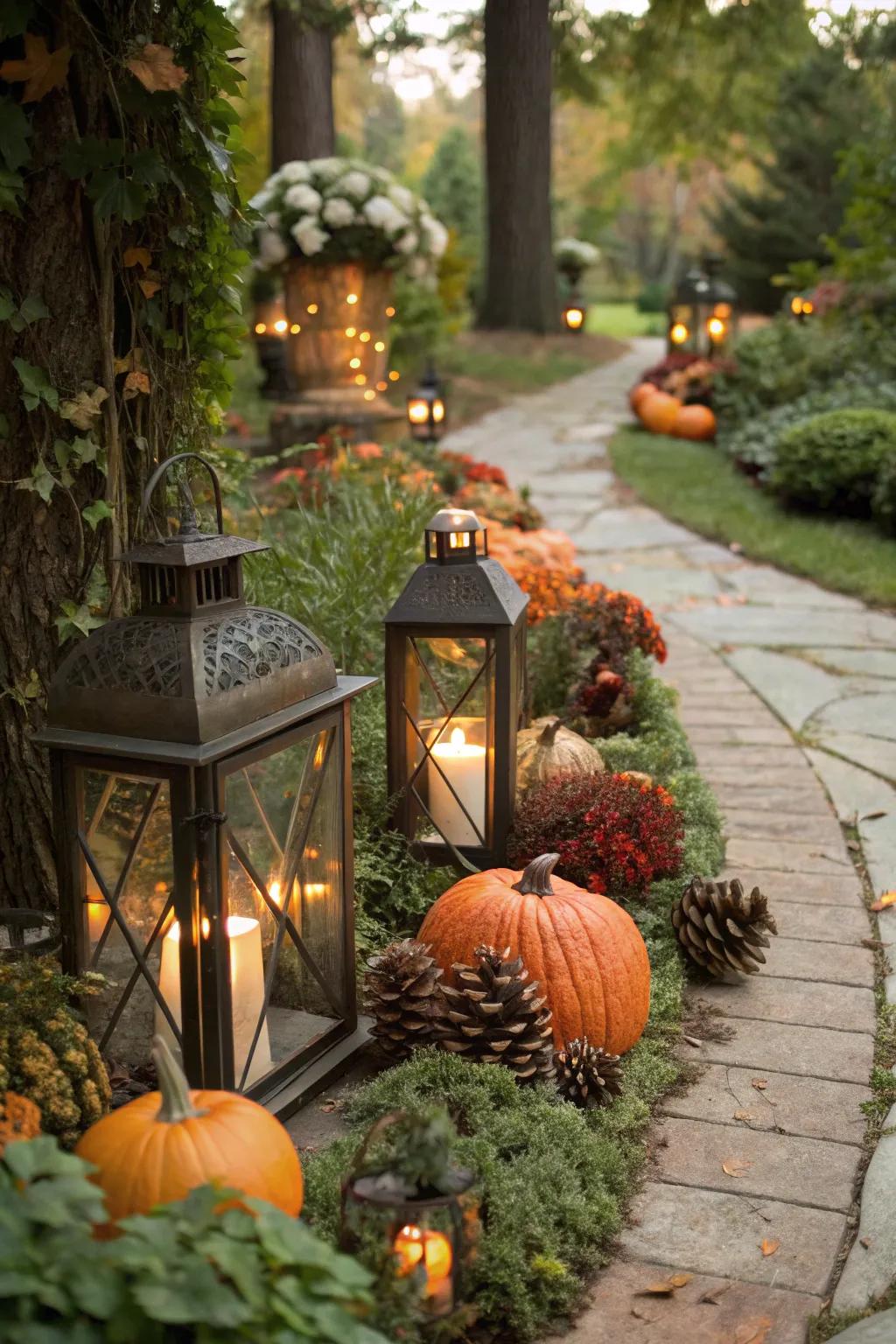 Celebrate the seasons with themed lantern decor.