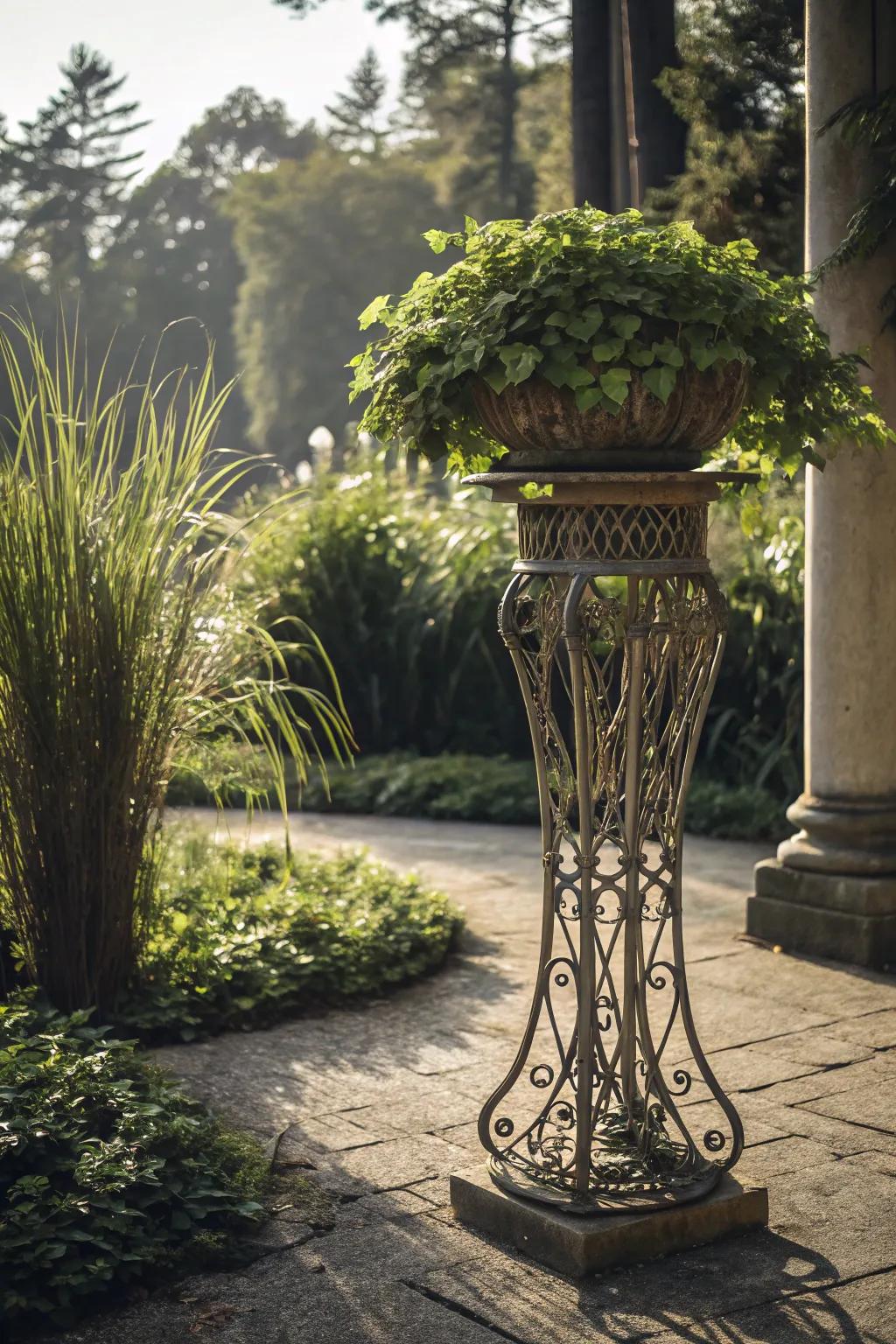 Height and elegance with the iron column stand.