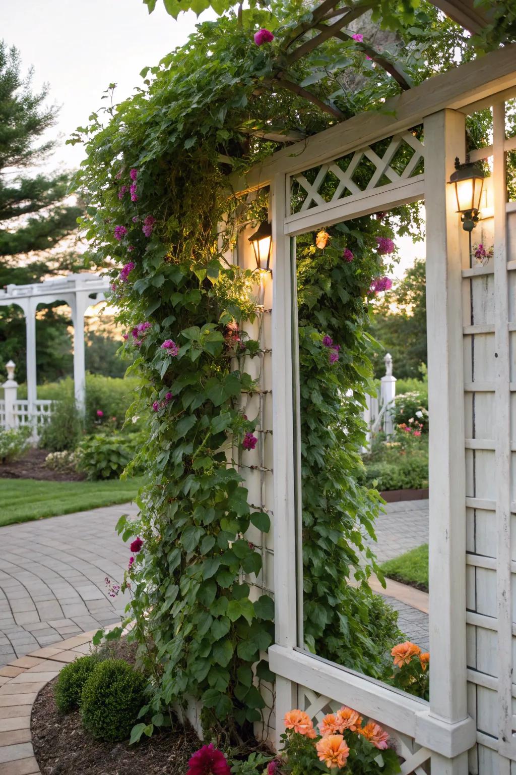Mirrored trellises blend support with style.