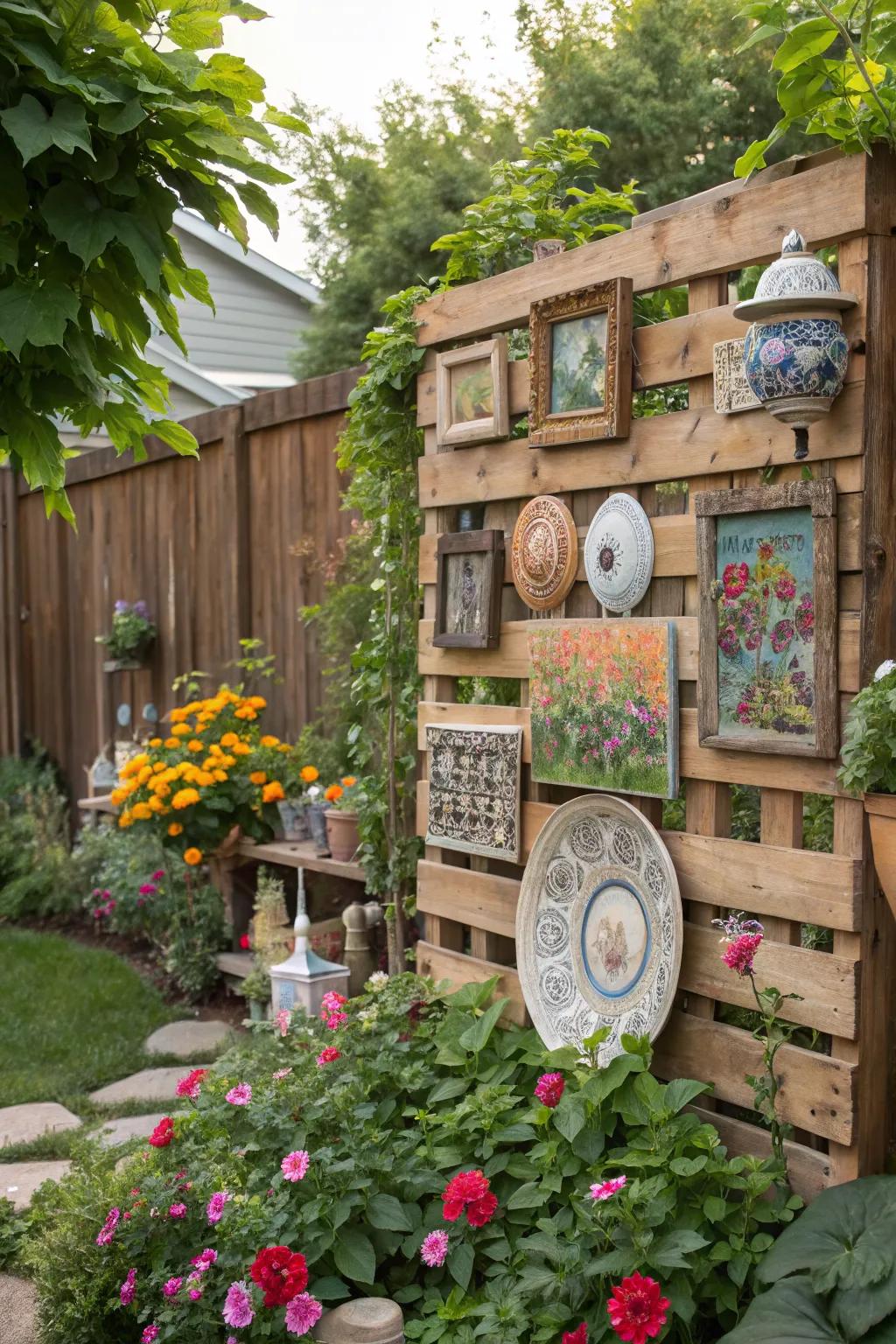 Showcase your art collection with a pallet gallery wall.