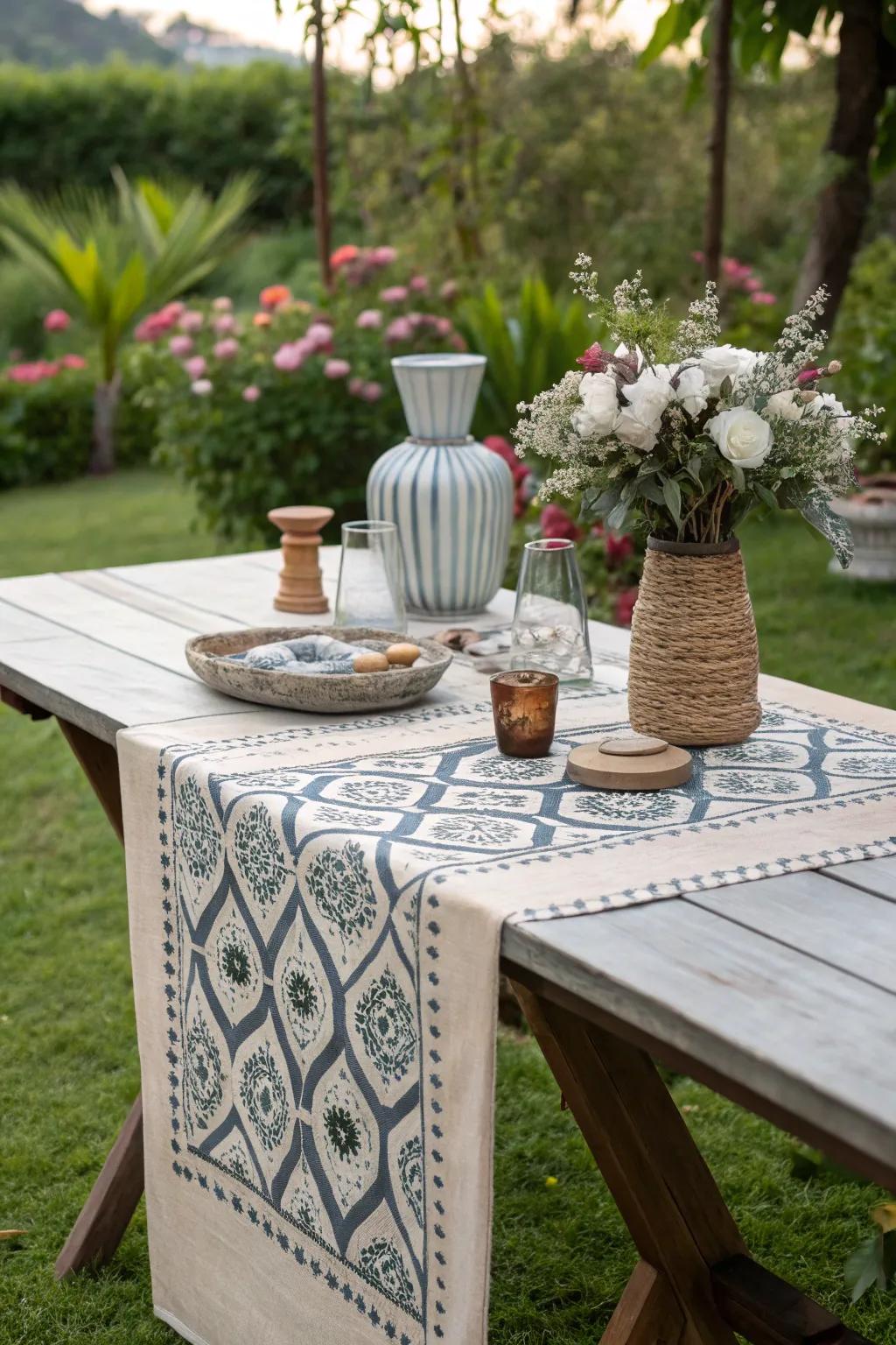 Unique table runners add unexpected flair to the table.
