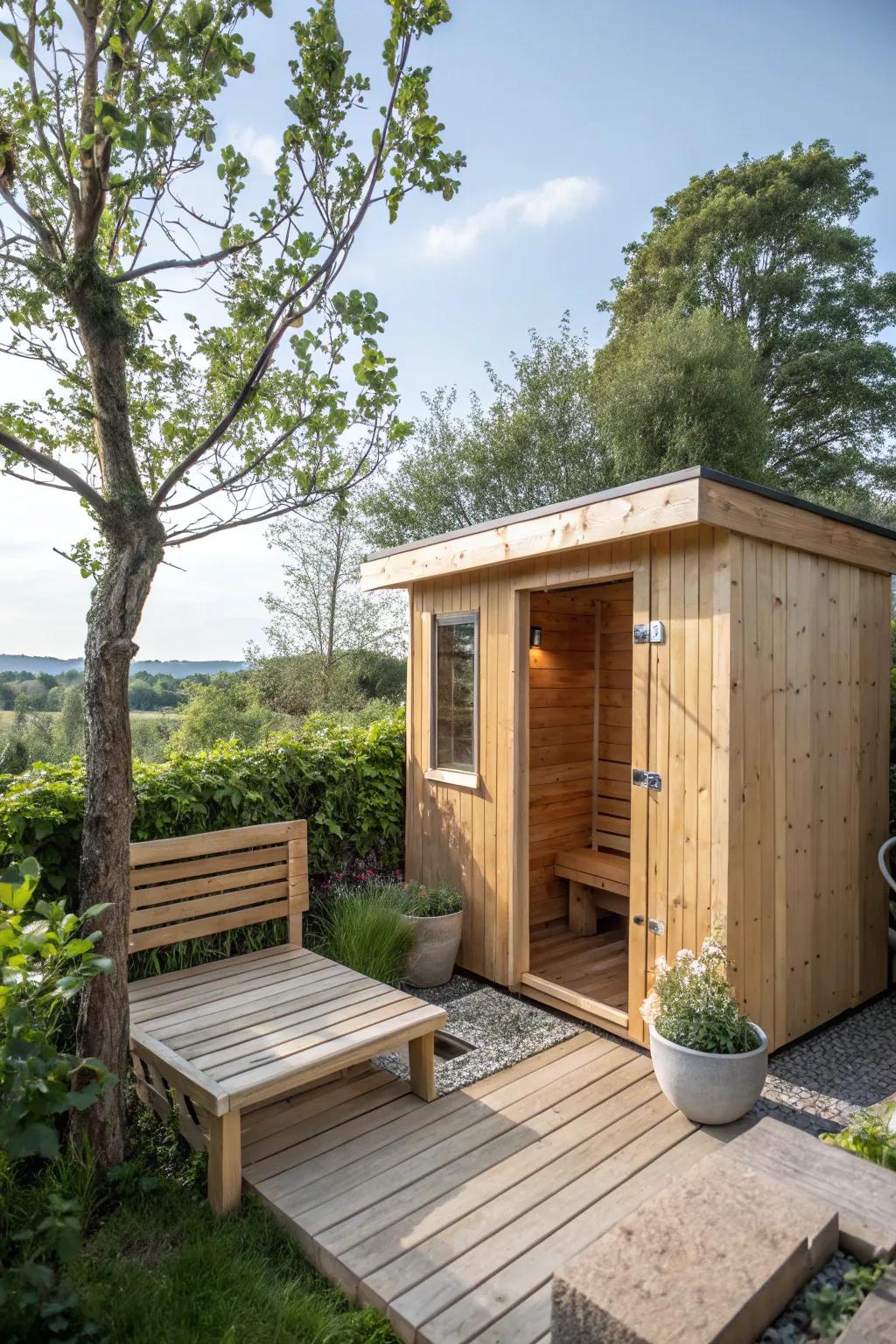 A meditation corner adds a peaceful retreat to your sauna setup.