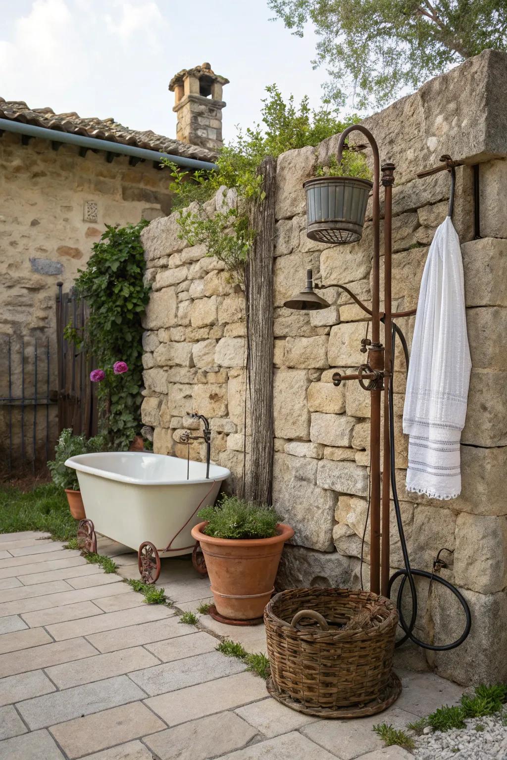 Vintage caddies add charm and nostalgia to your shower area.