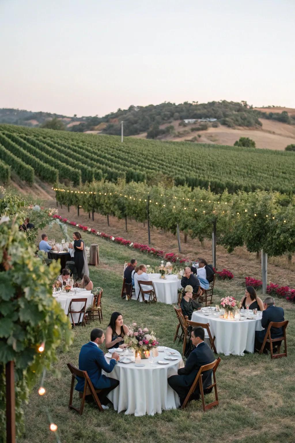Vineyard seating for a romantic, wine-country ceremony.