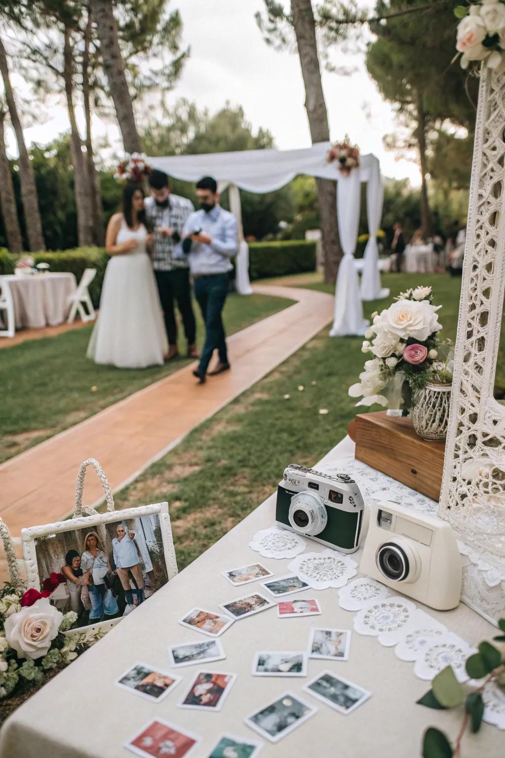 Polaroid cameras offer instant, tangible keepsakes for your guests.