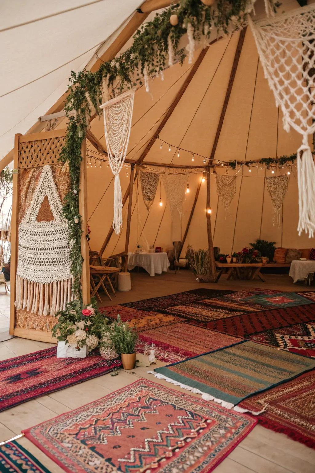 Boho chic style for a relaxed celebration.