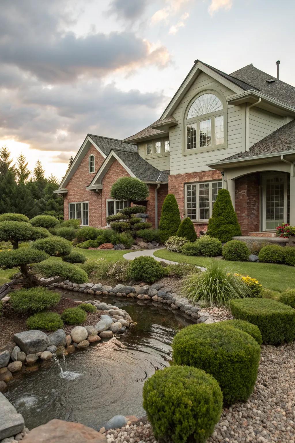 Sage painted brick offers a calming, serene environment.