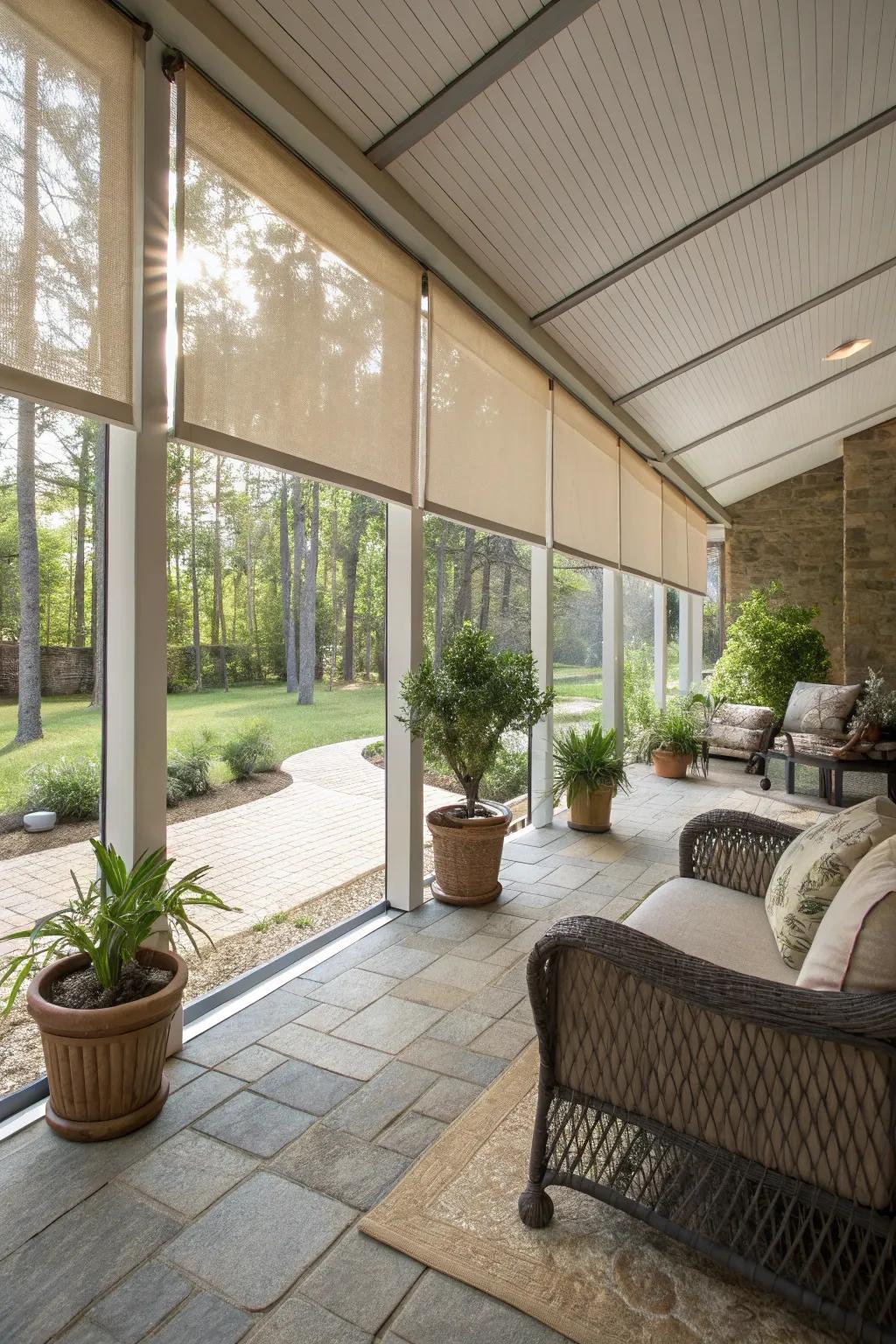Breathable blinds provide light, airy comfort.