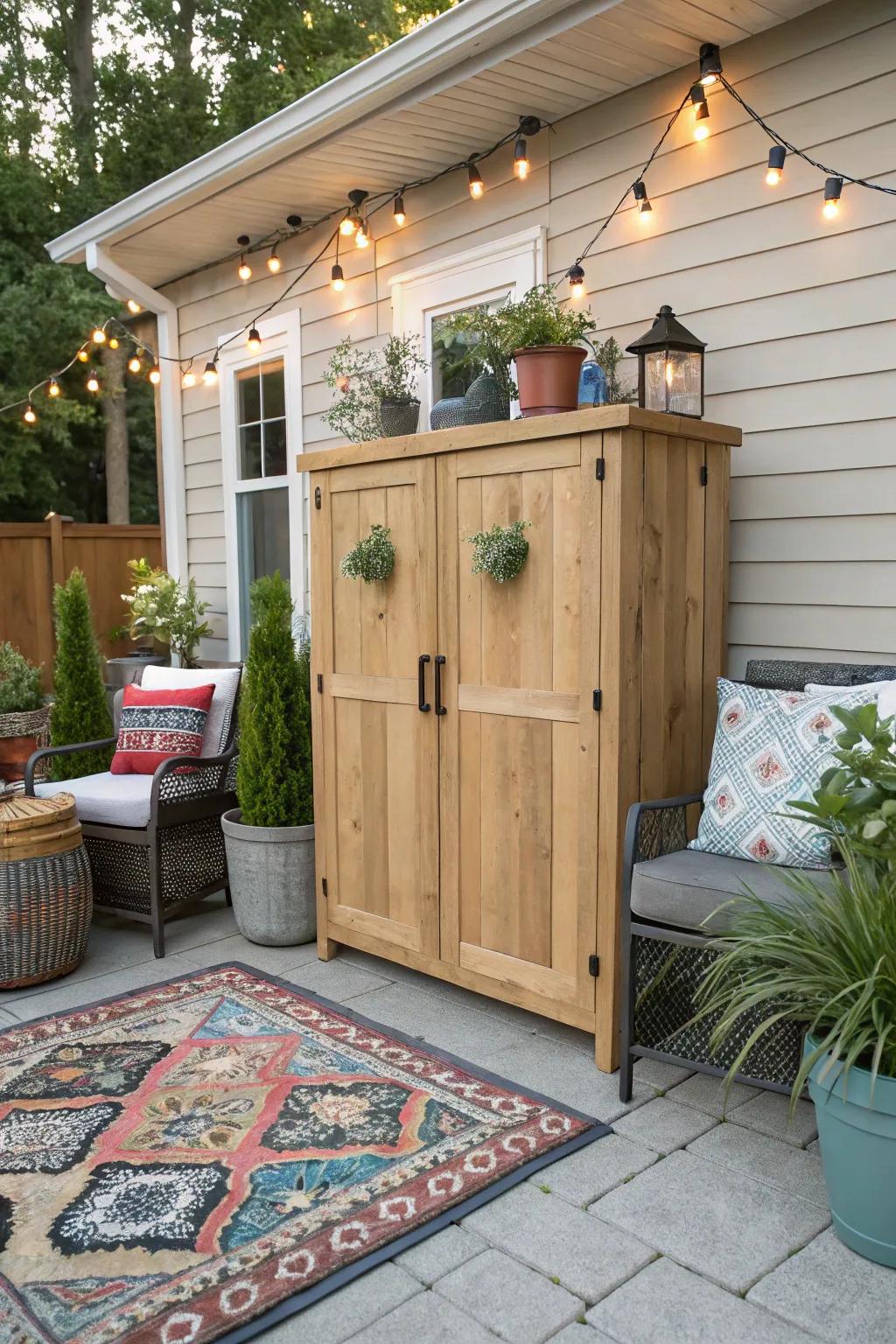 DIY cabinets add a personal touch to your outdoor space.