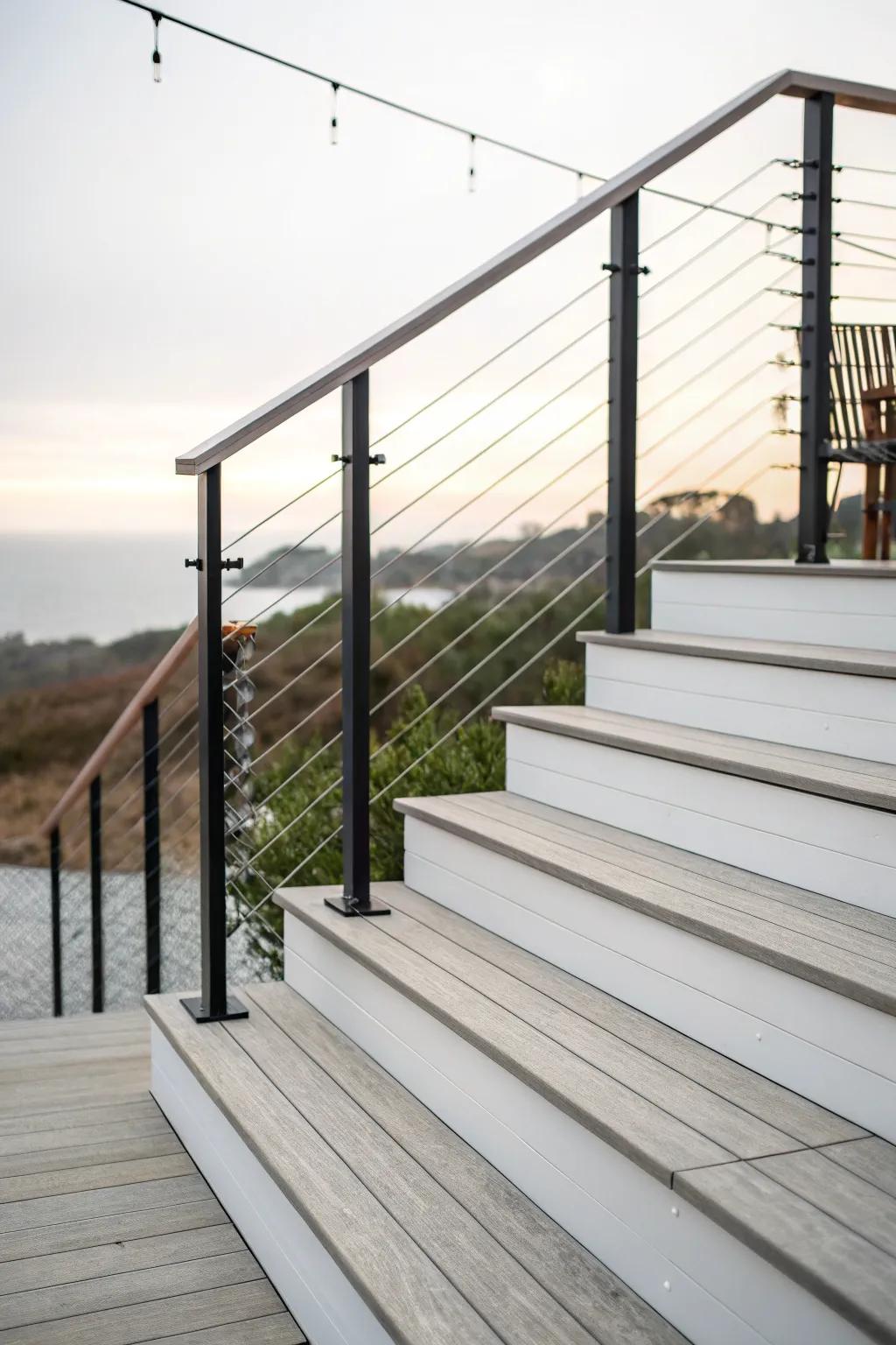 Cable railings provide a modern and minimalist look.