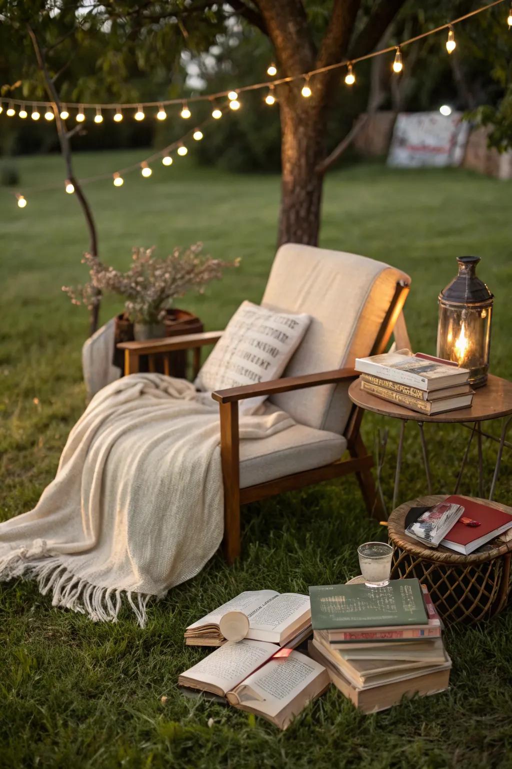 Create a peaceful reading nook on your grass lawn.