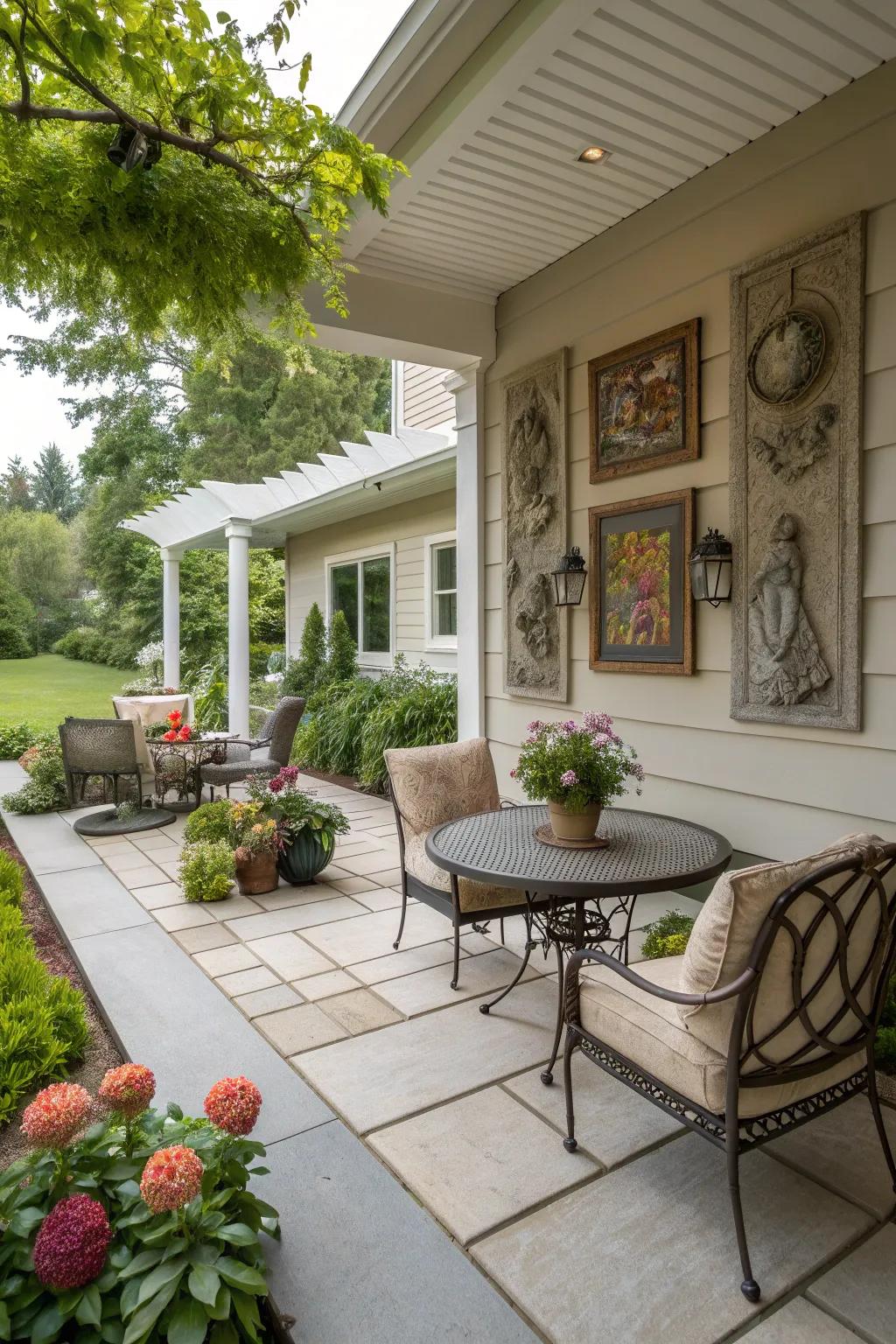 Artful accents adding personality to the patio.