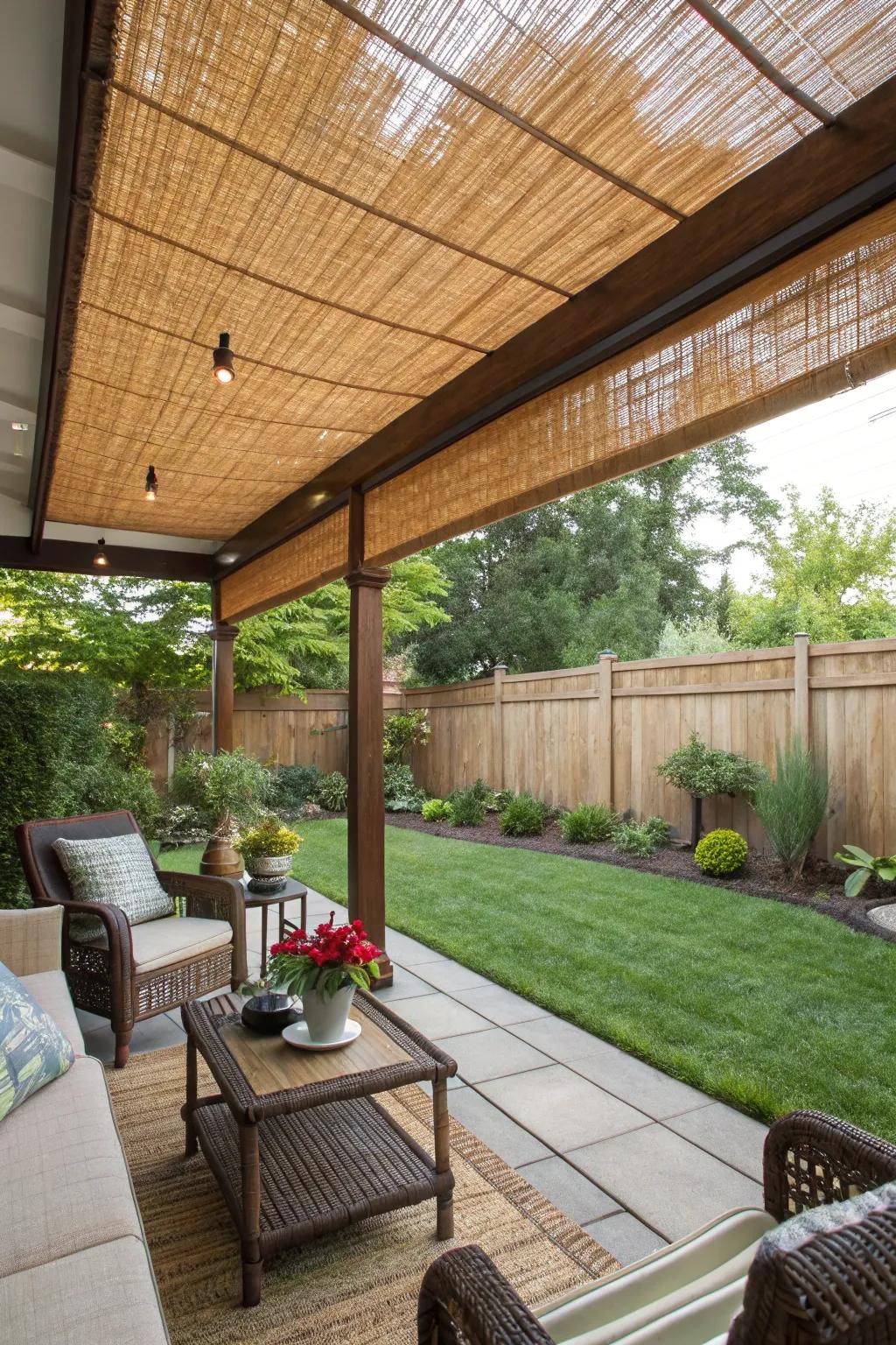 Bamboo shades offer natural and eco-friendly sun protection.