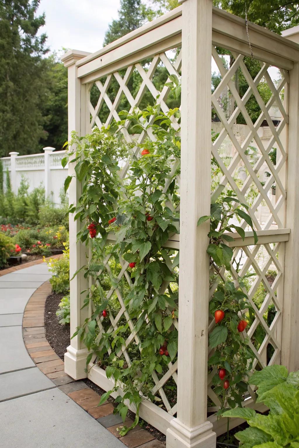 Lattice screens are a dual-purpose solution for gardens.