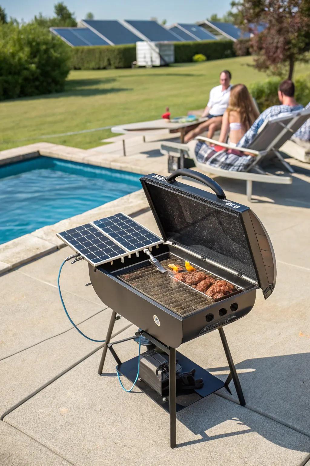 Cook sustainably with a solar-powered BBQ setup.