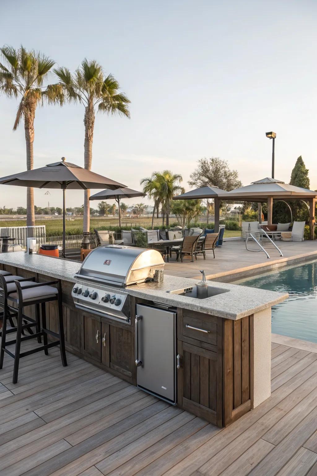 An integrated BBQ and bar setup for the ultimate host.
