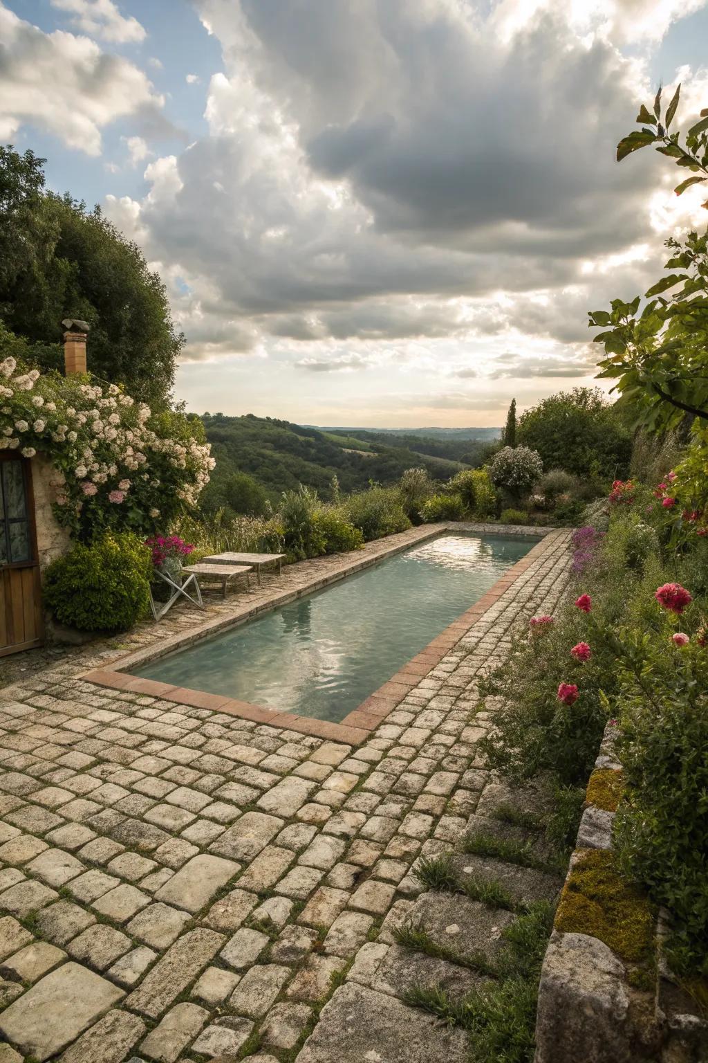 Cobblestone pavers add rustic charm and a historic touch.