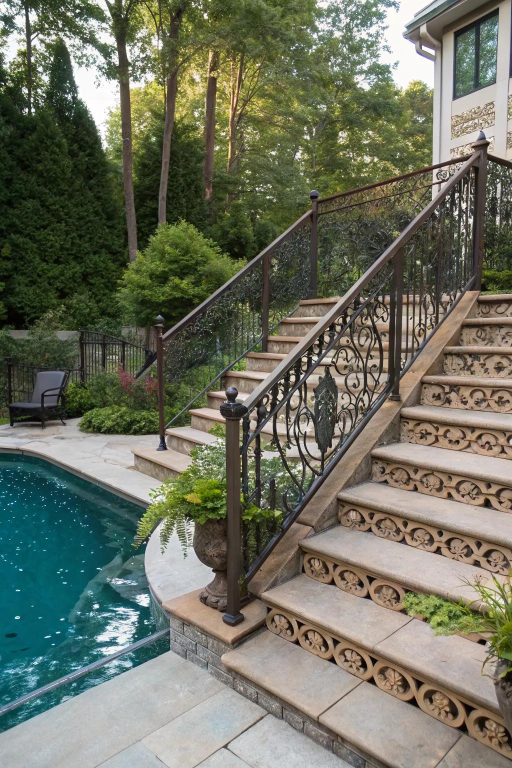Artistic railings turn stairs into a design statement.