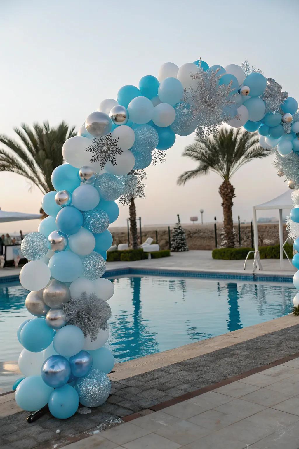 Chill out with a frozen fantasy balloon arch.