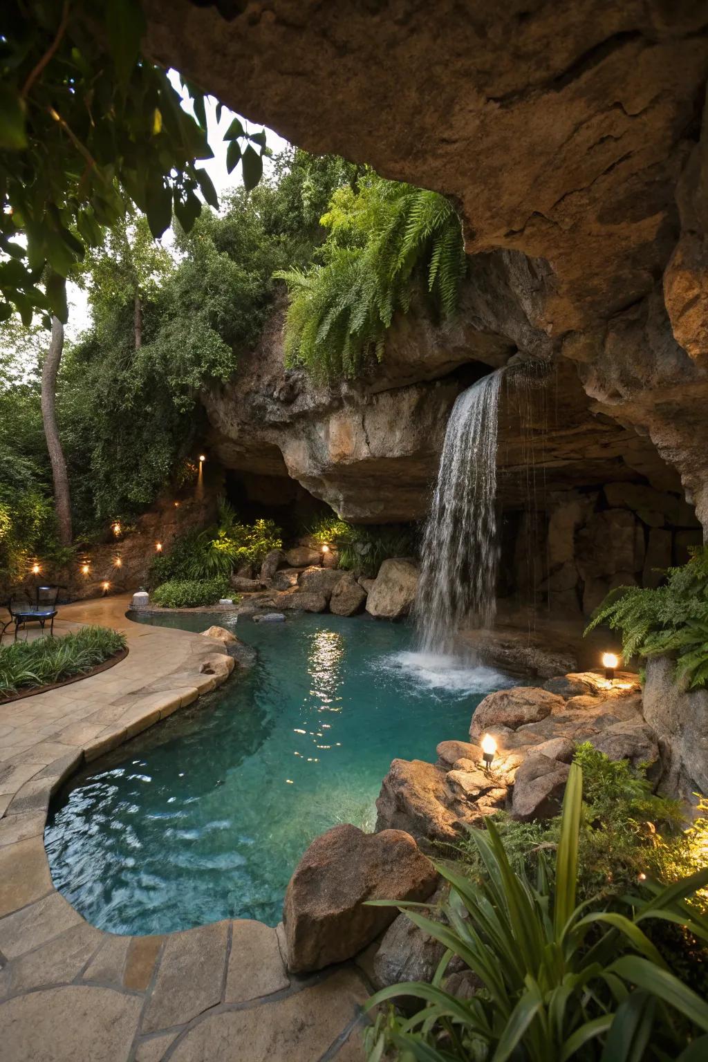 Grottos provide a hidden, enchanting retreat.