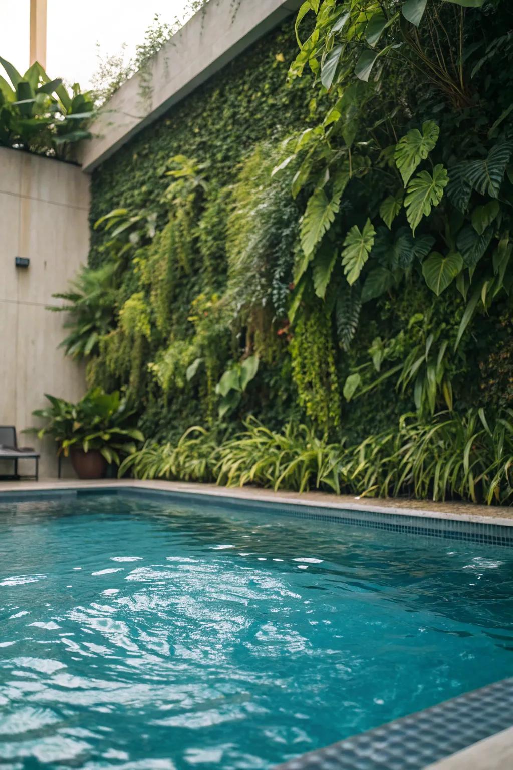 Living walls provide a lush and natural backdrop for any pool area.