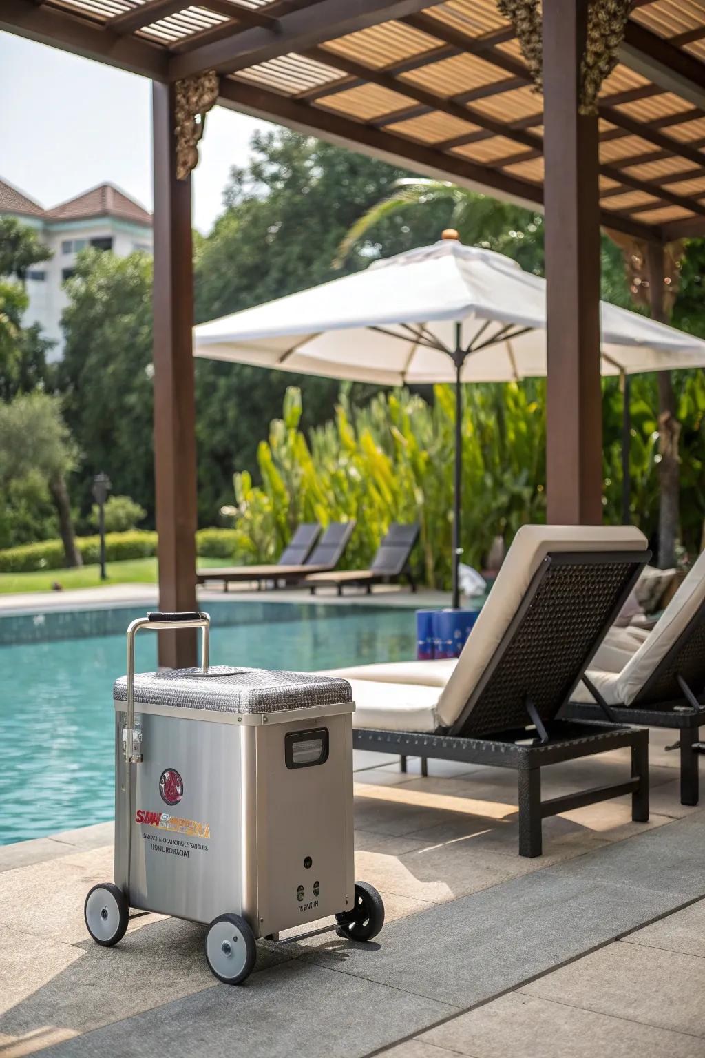 Portable beverage coolers ensure refreshments are always on hand.