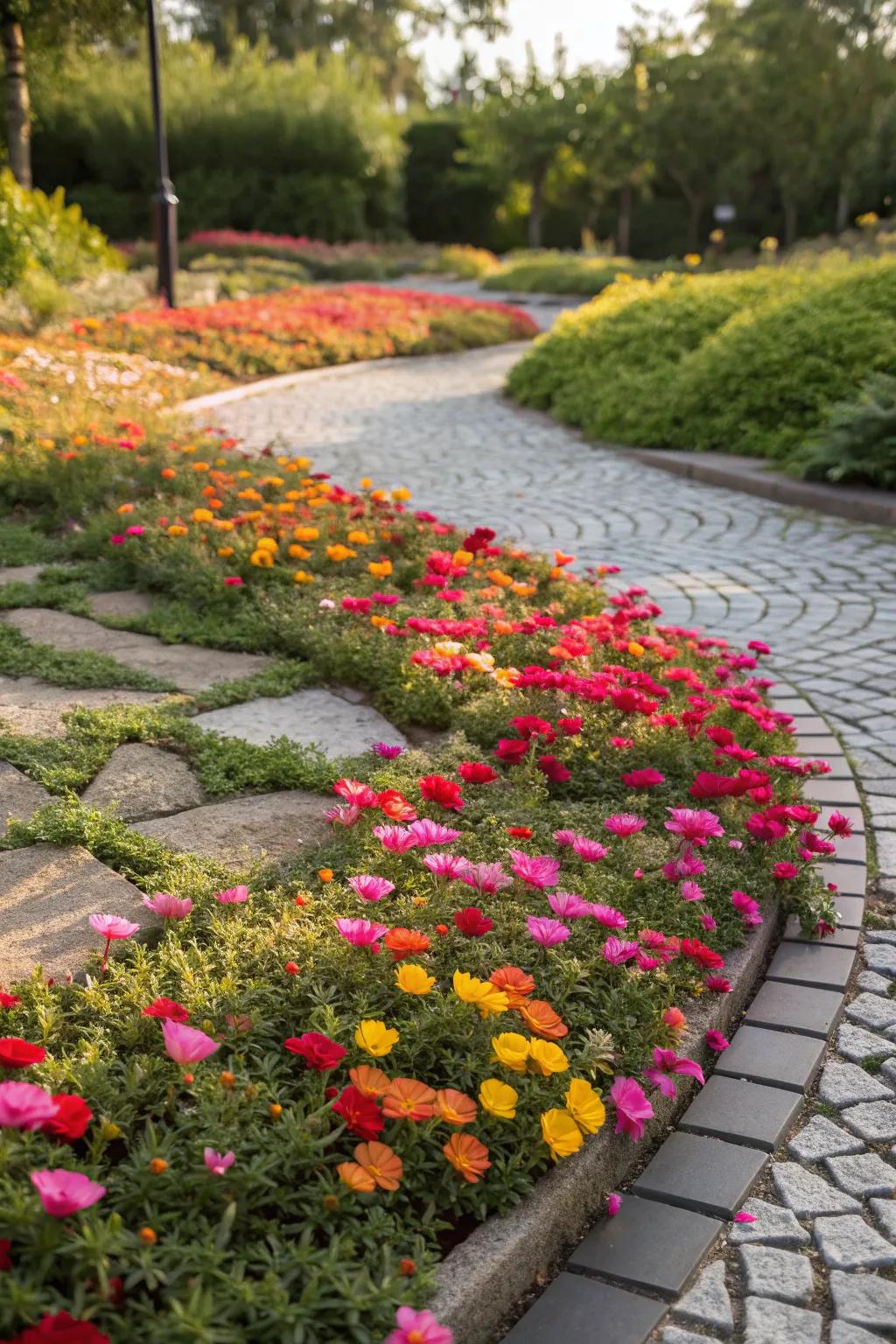 A portulaca mosaic garden is an artistic blend of colors and textures.