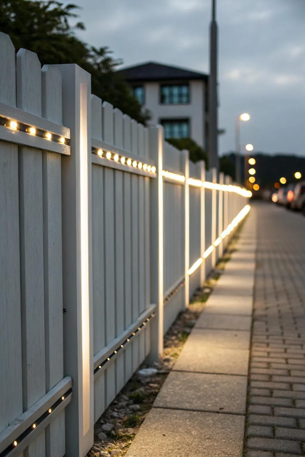 Slot lighting offers a sleek, minimalist touch to your fence.