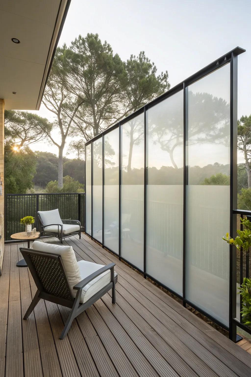 Frosted glass adds modern elegance and privacy.