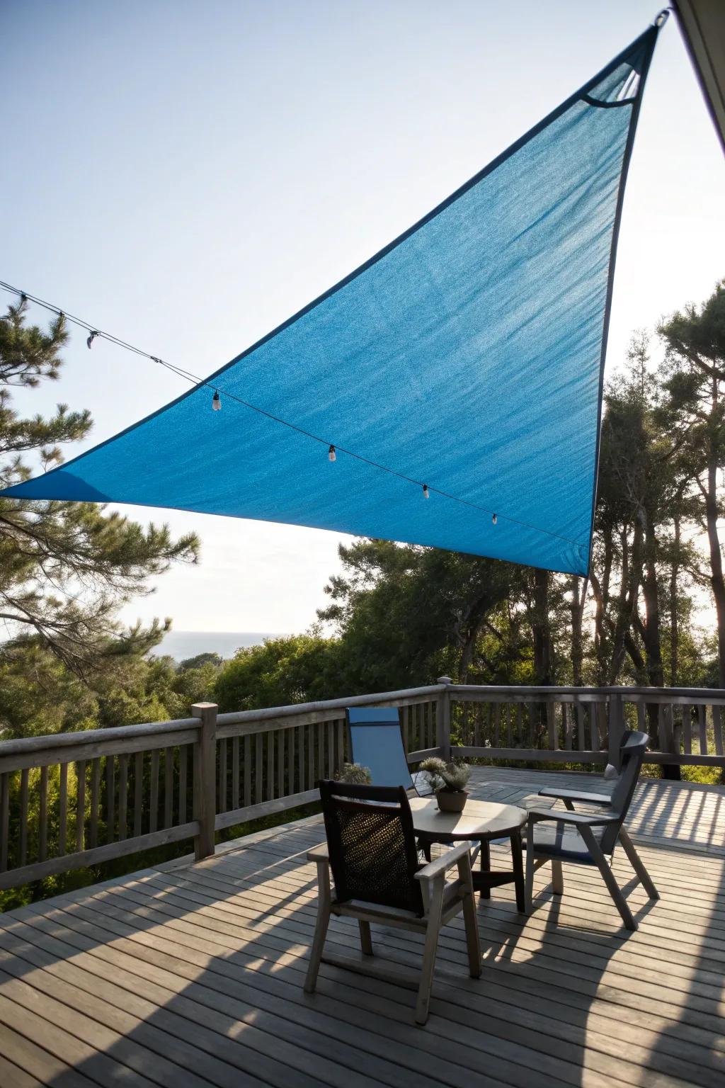 Shade sails offer modern elegance and functional privacy.