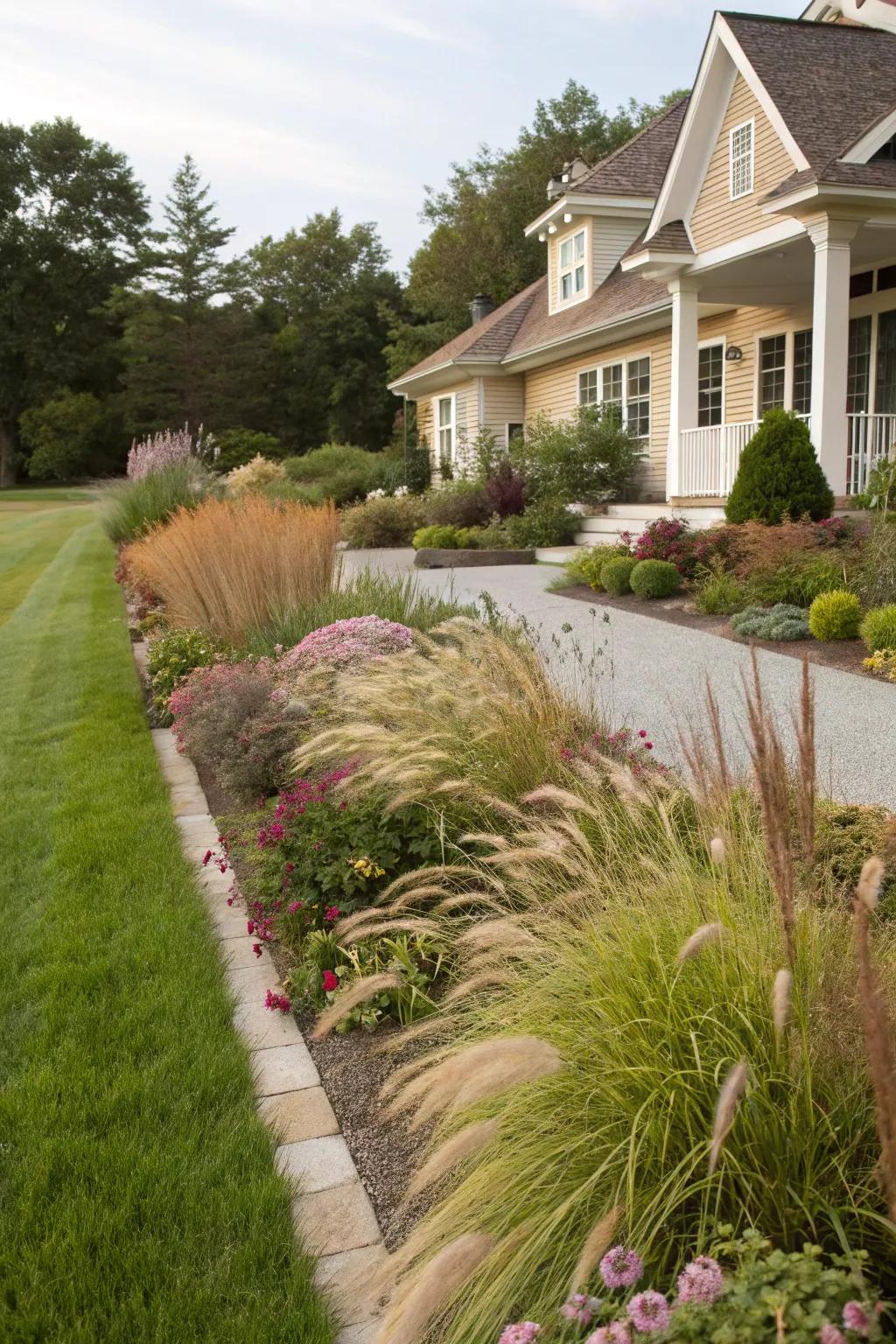 A berm adds elevation and visual interest.