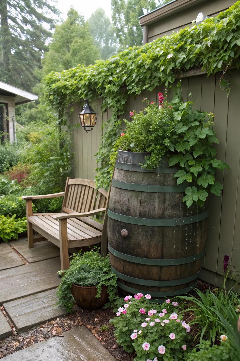 A garden bench integration that is both practical and inviting