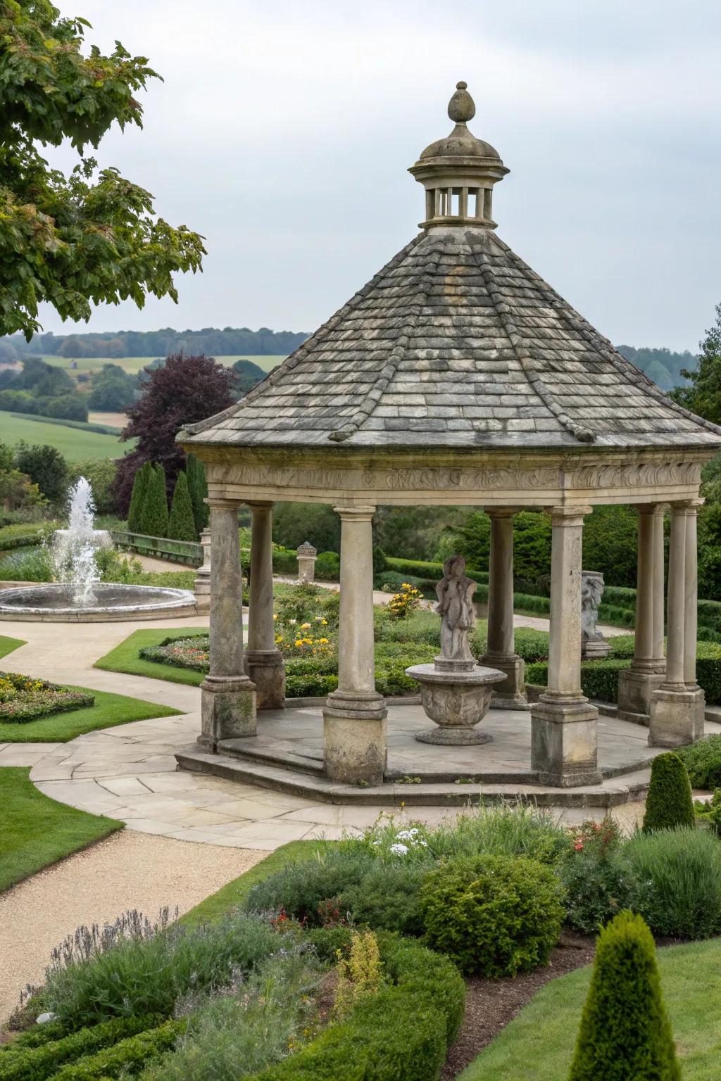 Stone slate roofs offer elegance and timeless beauty.