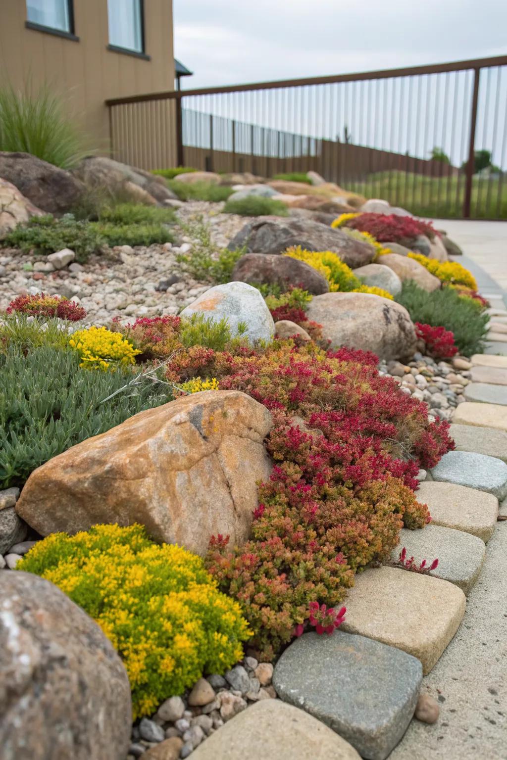 Ground covers add lushness and color to your rock garden.
