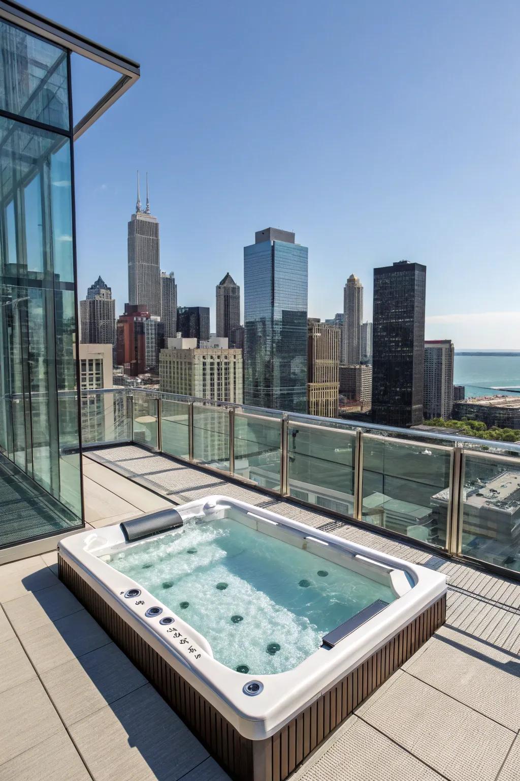 A floating jacuzzi design for a truly unique rooftop experience.