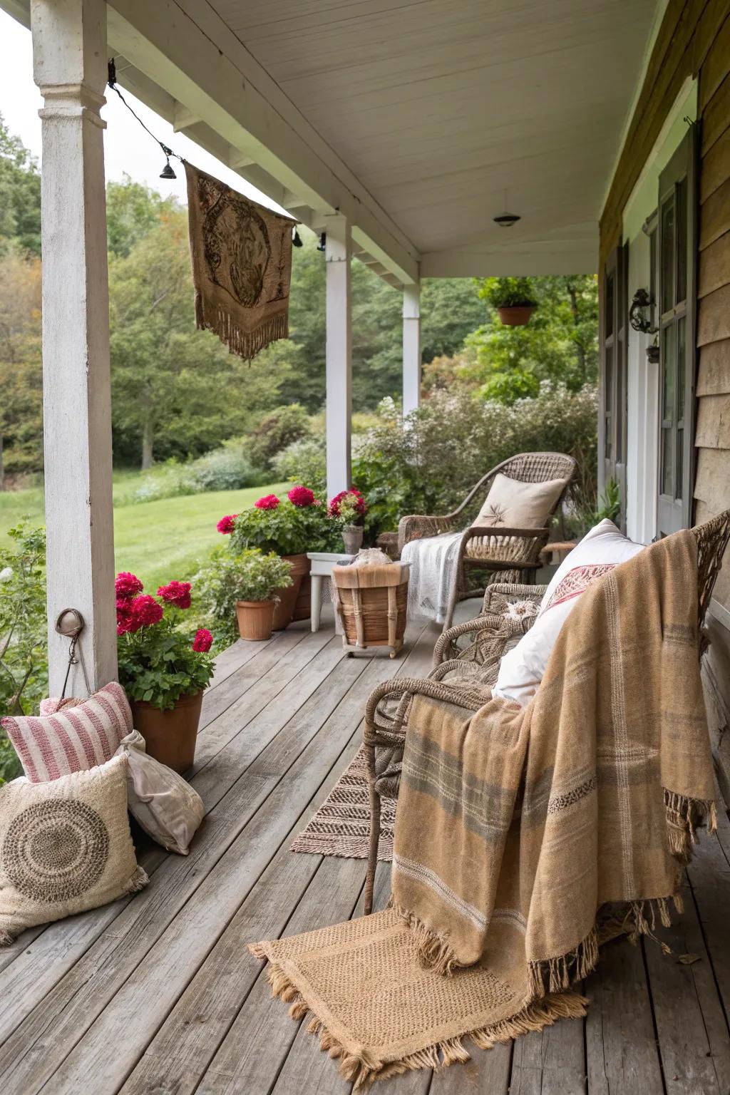 An eclectic mix of textures creates a rich and inviting space.