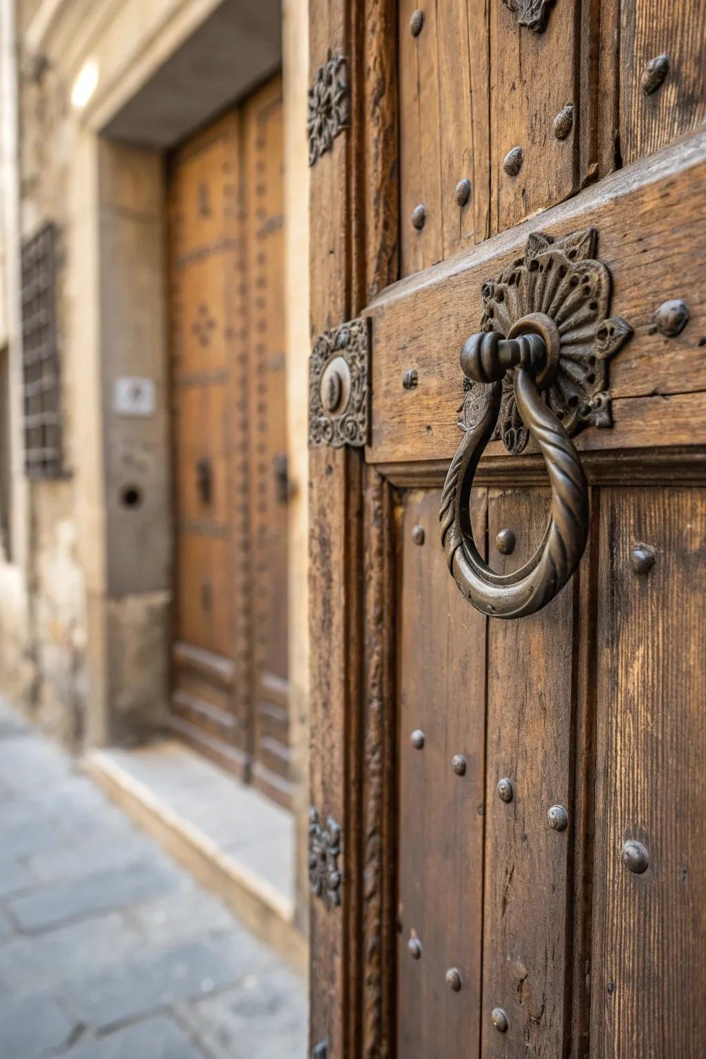 A door knocker adds character and functionality.