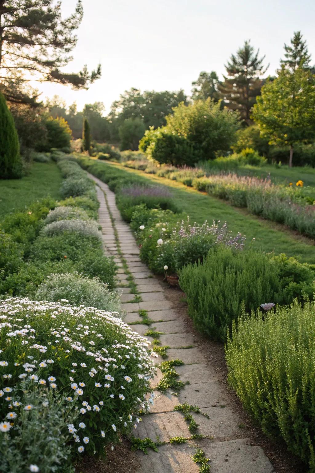 Scented pathways lined with fragrant herbs enhancing the sensory journey.