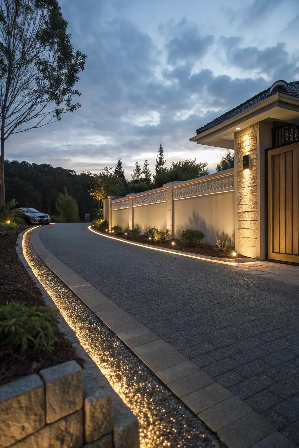 Creative lighting adds ambiance and guides the way.
