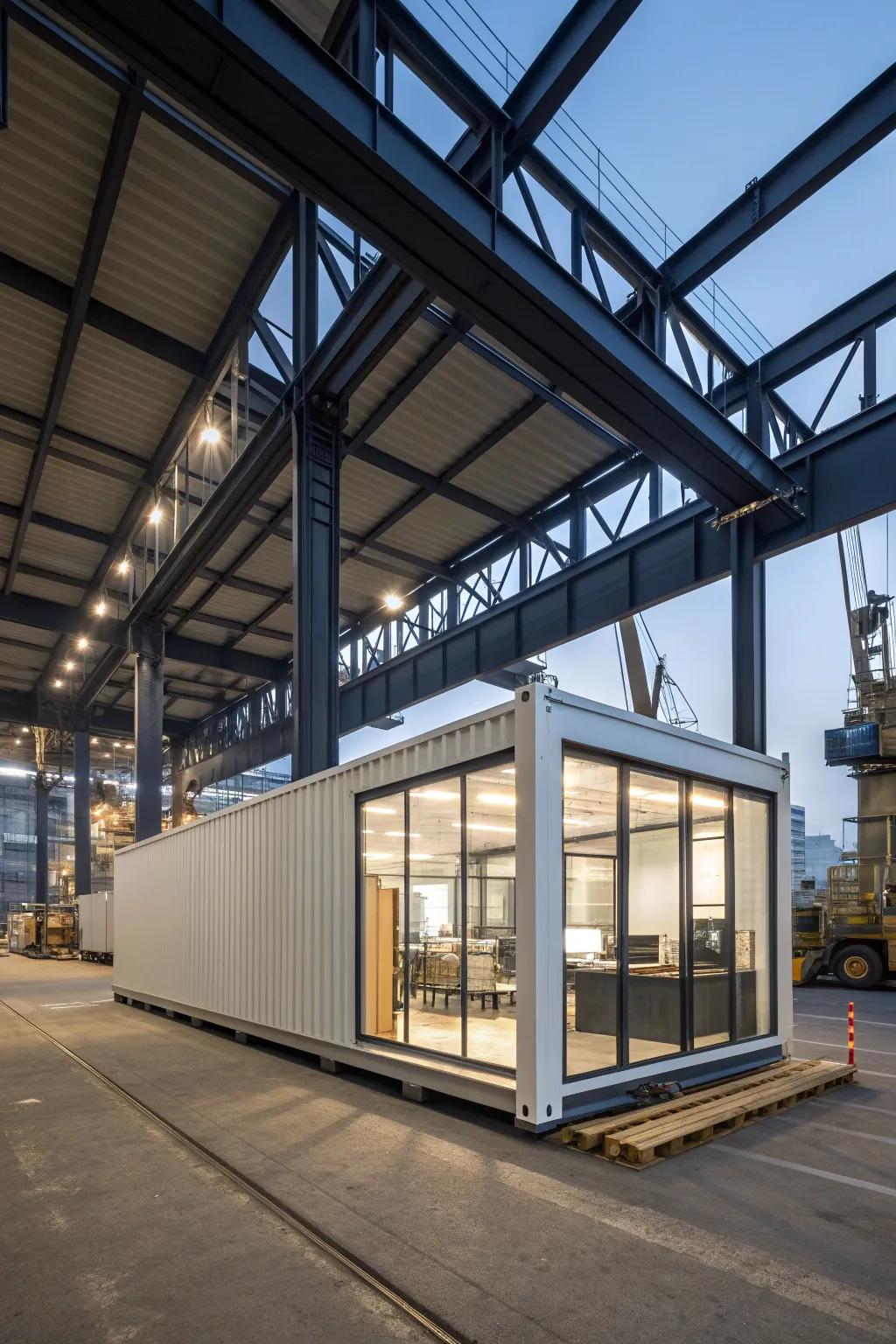Steel beams provide strong and stylish support for container projects.