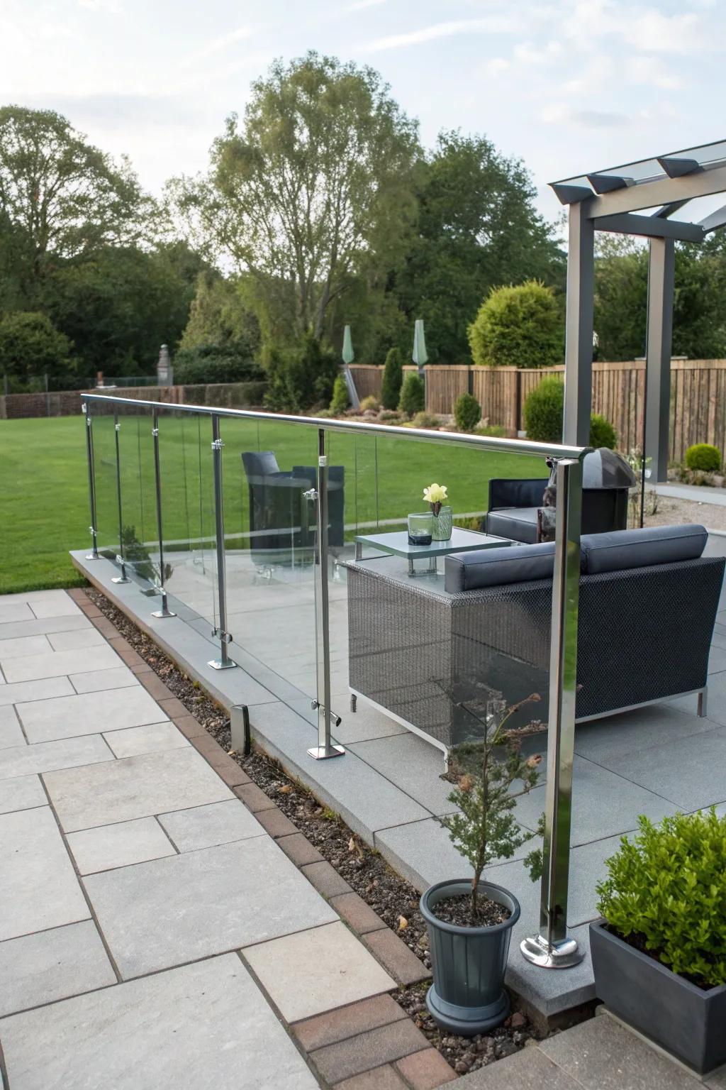 Metal and glass fences add modern flair with transparency