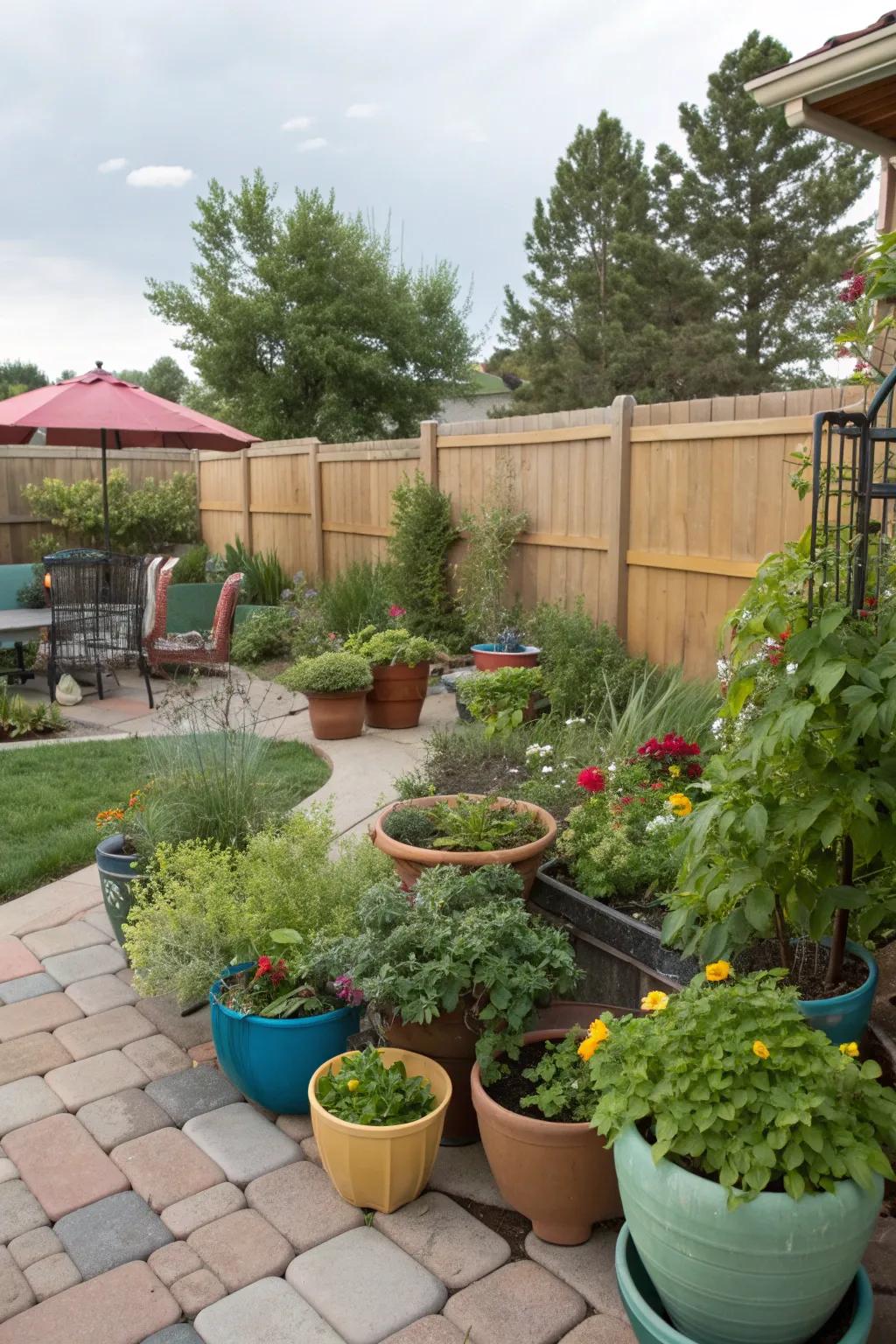 Container gardens offer versatility and easy care.