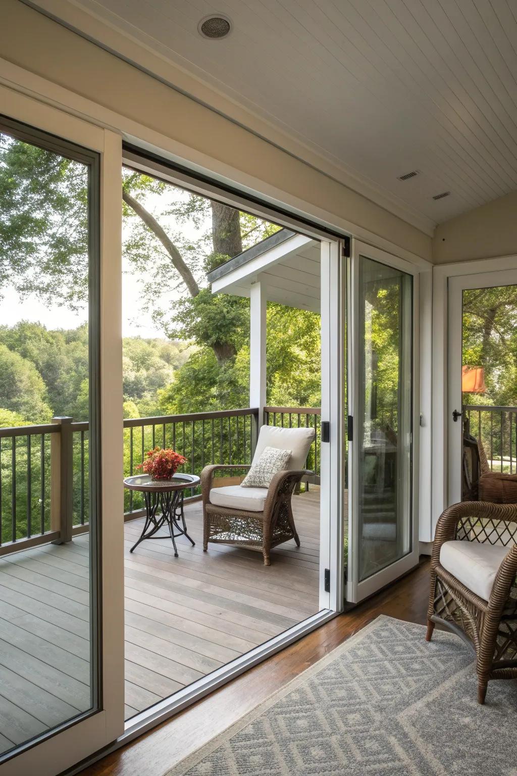 Sliding doors creating a seamless indoor-outdoor transition.