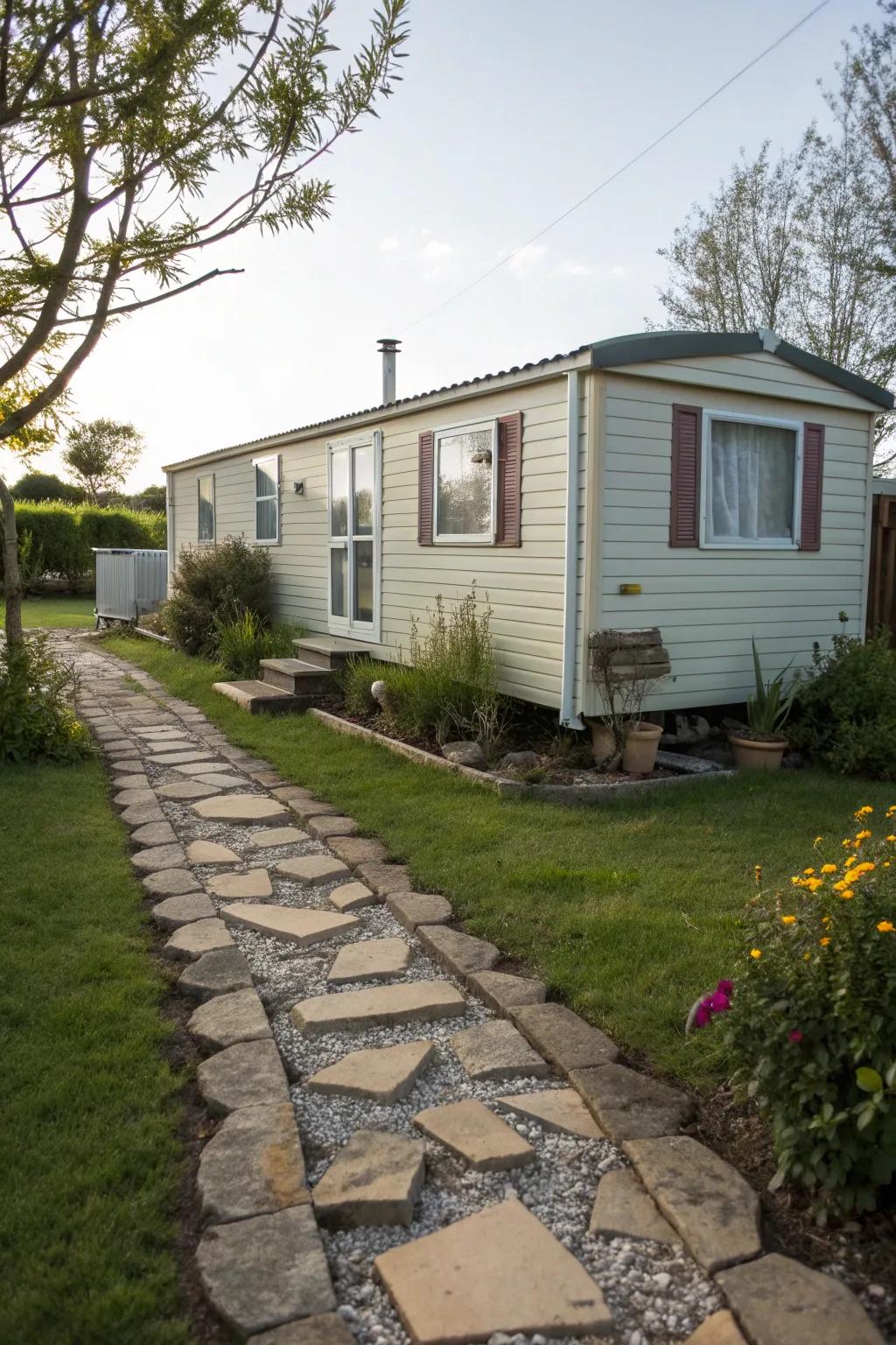 A garden pathway adds charm and guides guests to your door.