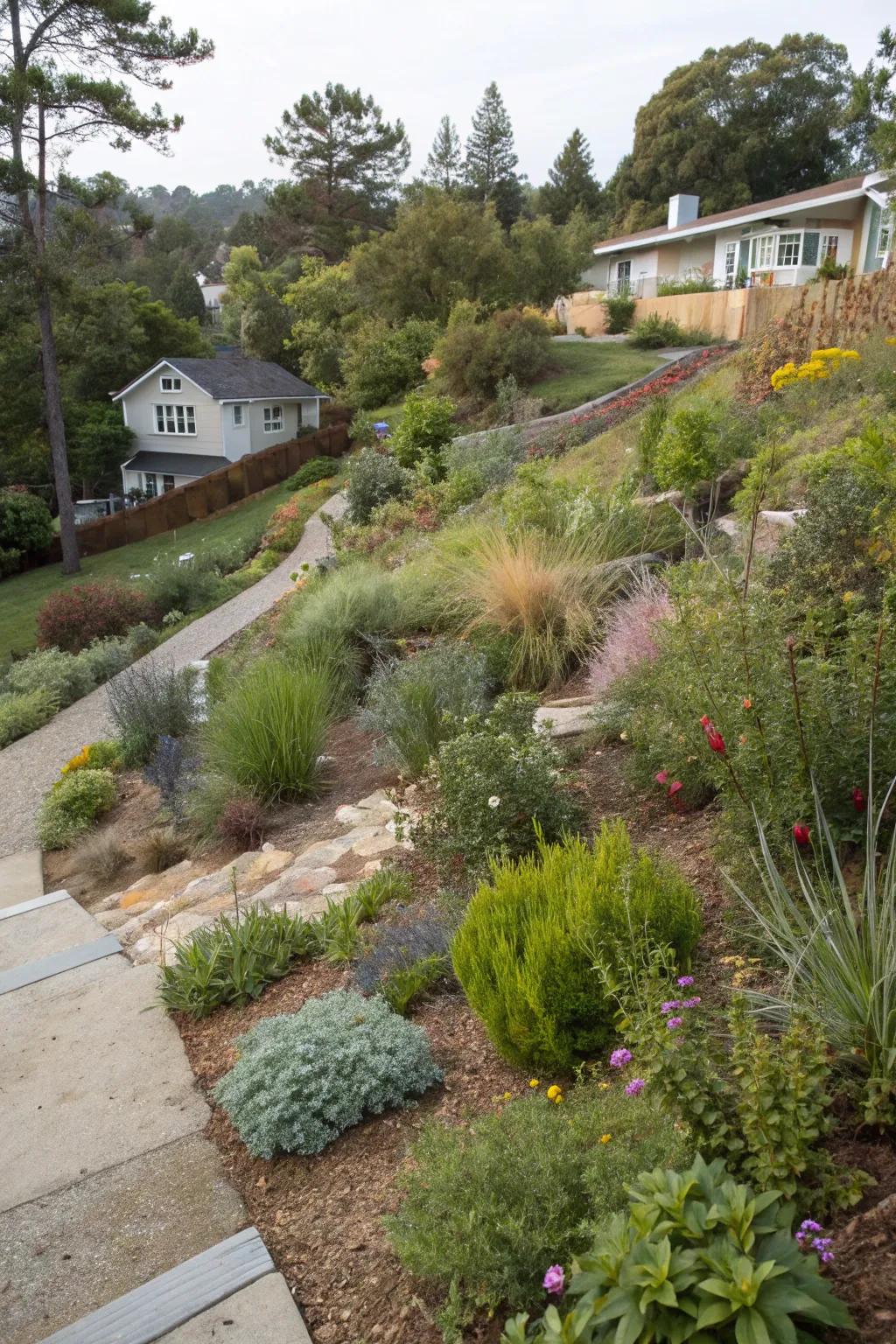 Wildlife habitats bring biodiversity and vibrancy to sloped gardens.