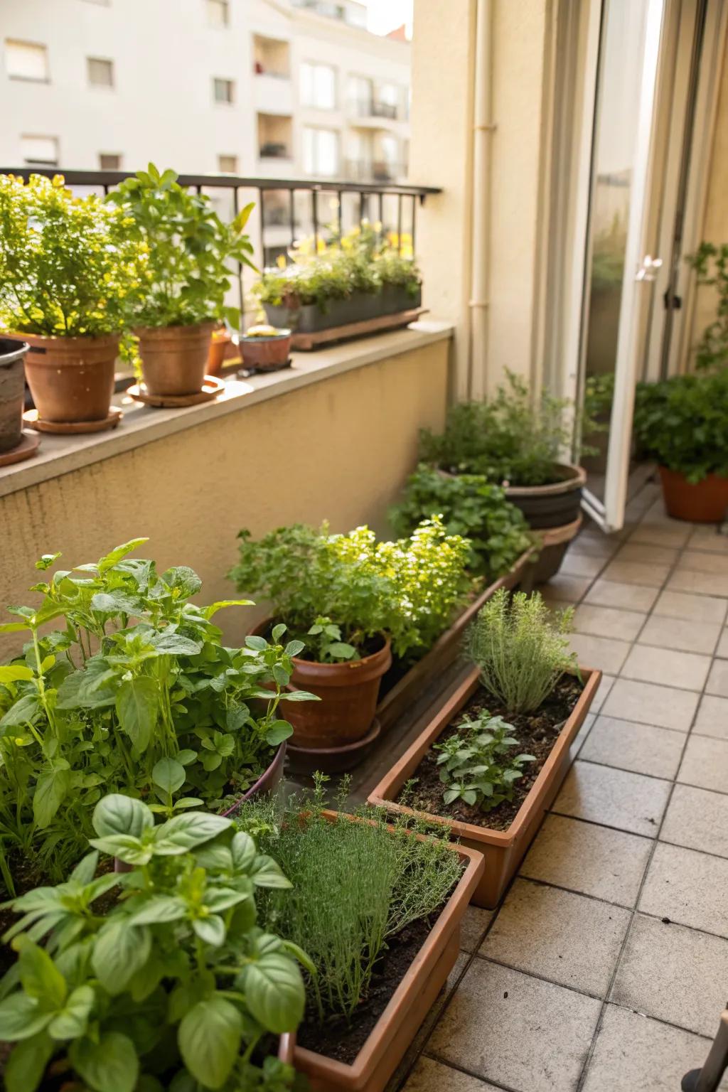 An herb garden adds practicality and fragrance.